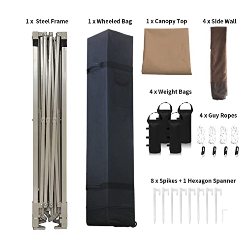 10x10 Pop up Canopy Including 4 Removable nettings. 4 Ropes. 8 Stakes. 4 Weight Bags