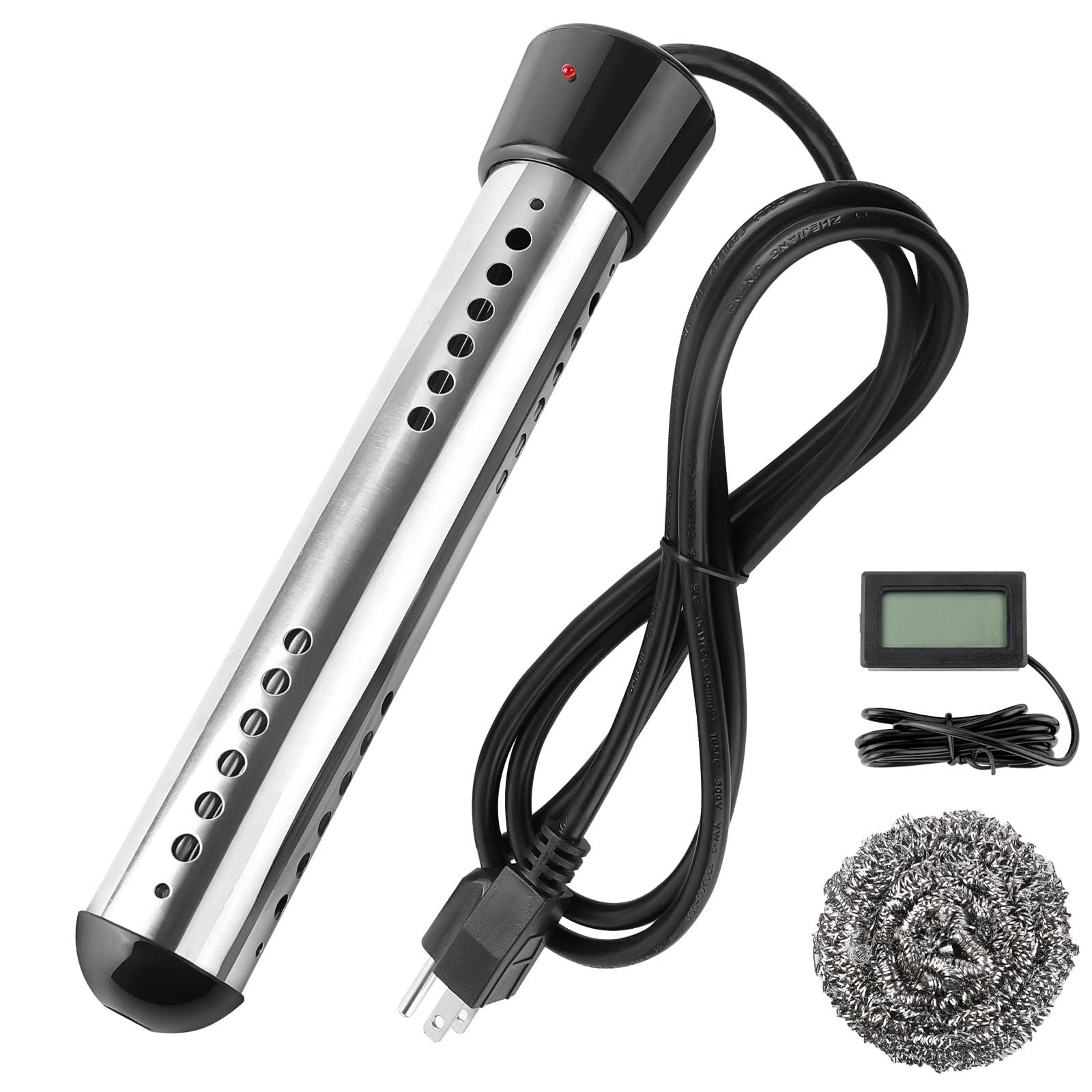 2000W Immersion Water Heater, Portable Water Heater Electric with 304 Stainless Steel Anti-Scalding, Bucket Water Heater with Digital LCD