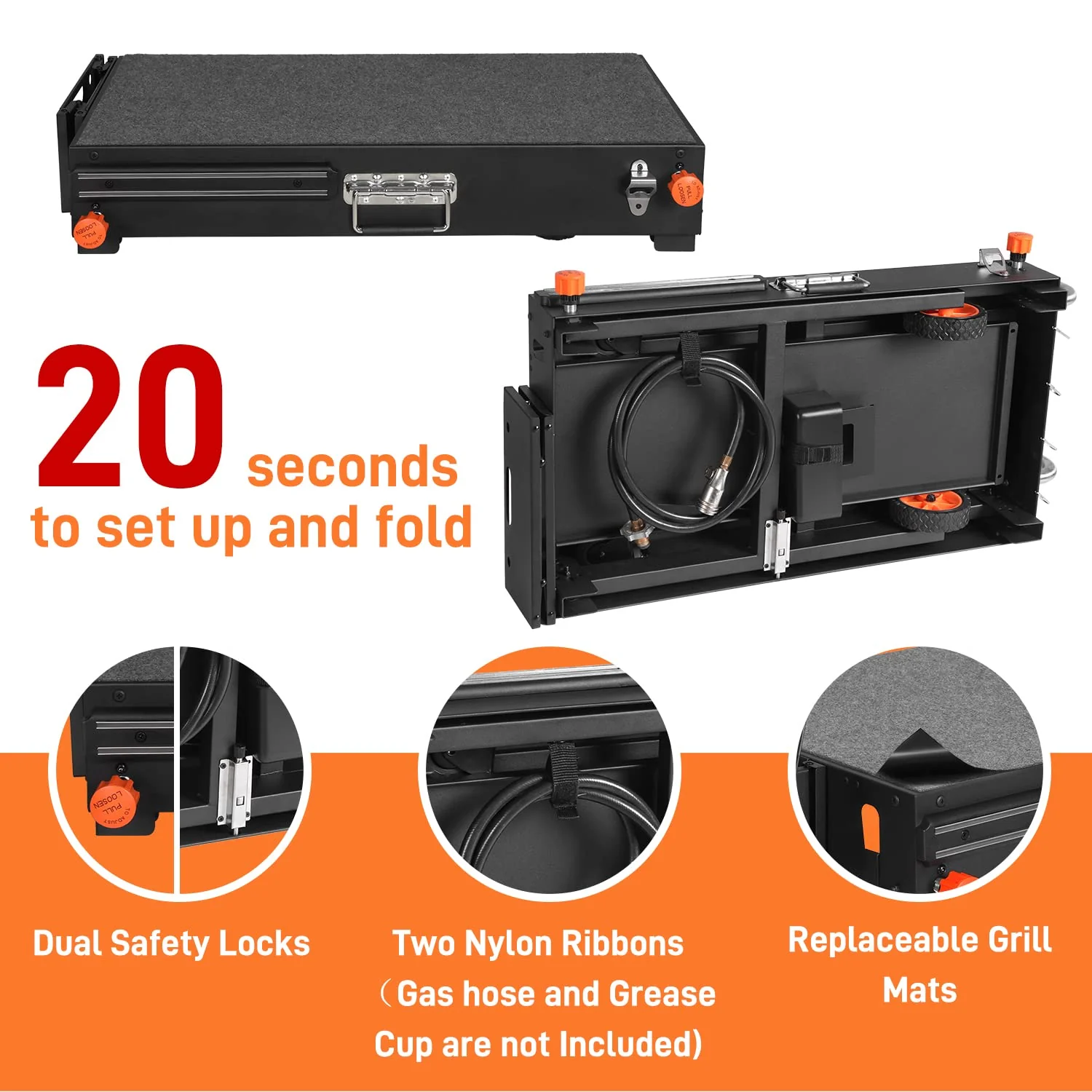 Portable Folding Outdoor Grill Table with Paper Towel Holder