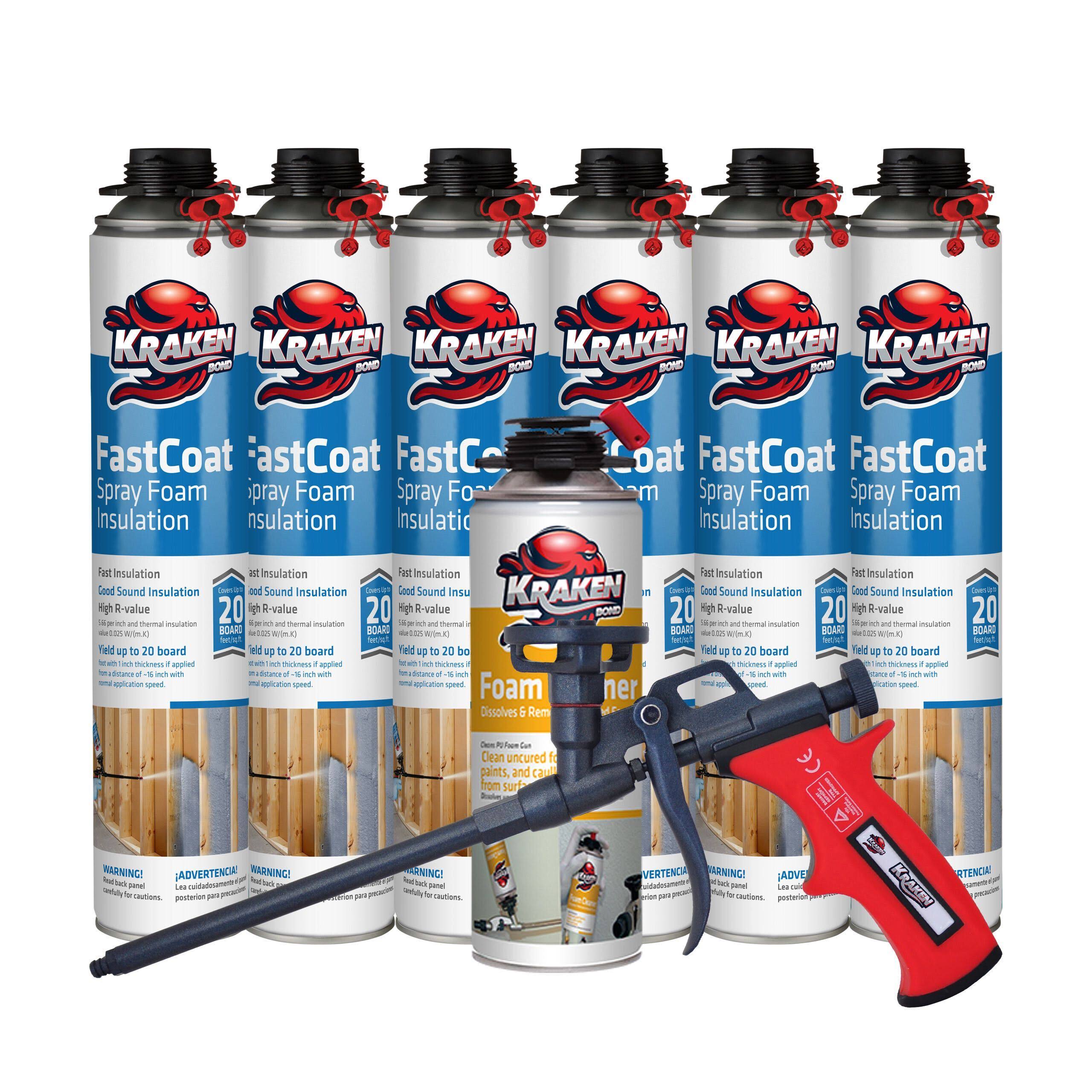 Fastcoat Insulation Spray Foam Pack of 6 Can - Cleaner - Spray Gun