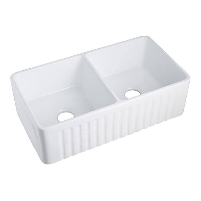 DeerValley DV-1K028 Eclipse 33 L x 18 W Dual Basin White Ceramic Farmhouse Kitchen Sink