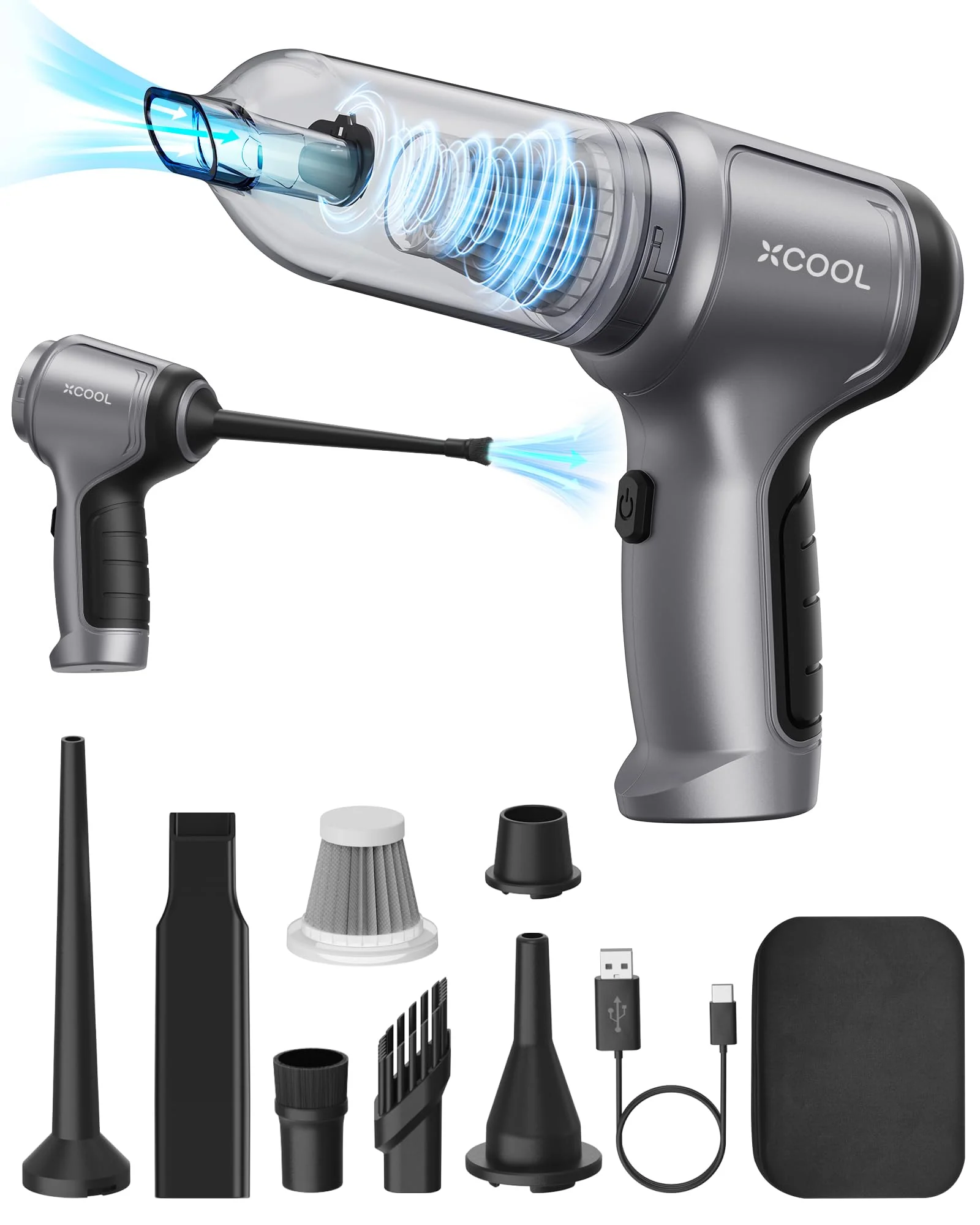 XCOOL Handheld Vacuum Cordless. 12000PA Car Vacuum Cleaner