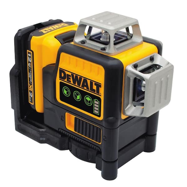 12V MAX Lithium-Ion 100 ft. Green Self-Leveling 3-Beam 360 Degree Laser Level with 2.0Ah Battery. Charger and Case