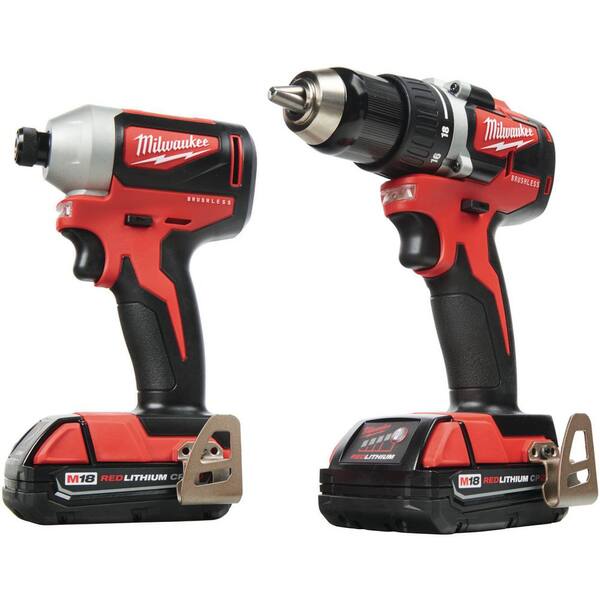 M18 18V Lithium-Ion Brushless Cordless Compact Drill/Impact Combo Kit (2-Tool) W/ Titanium Drill Bit Set