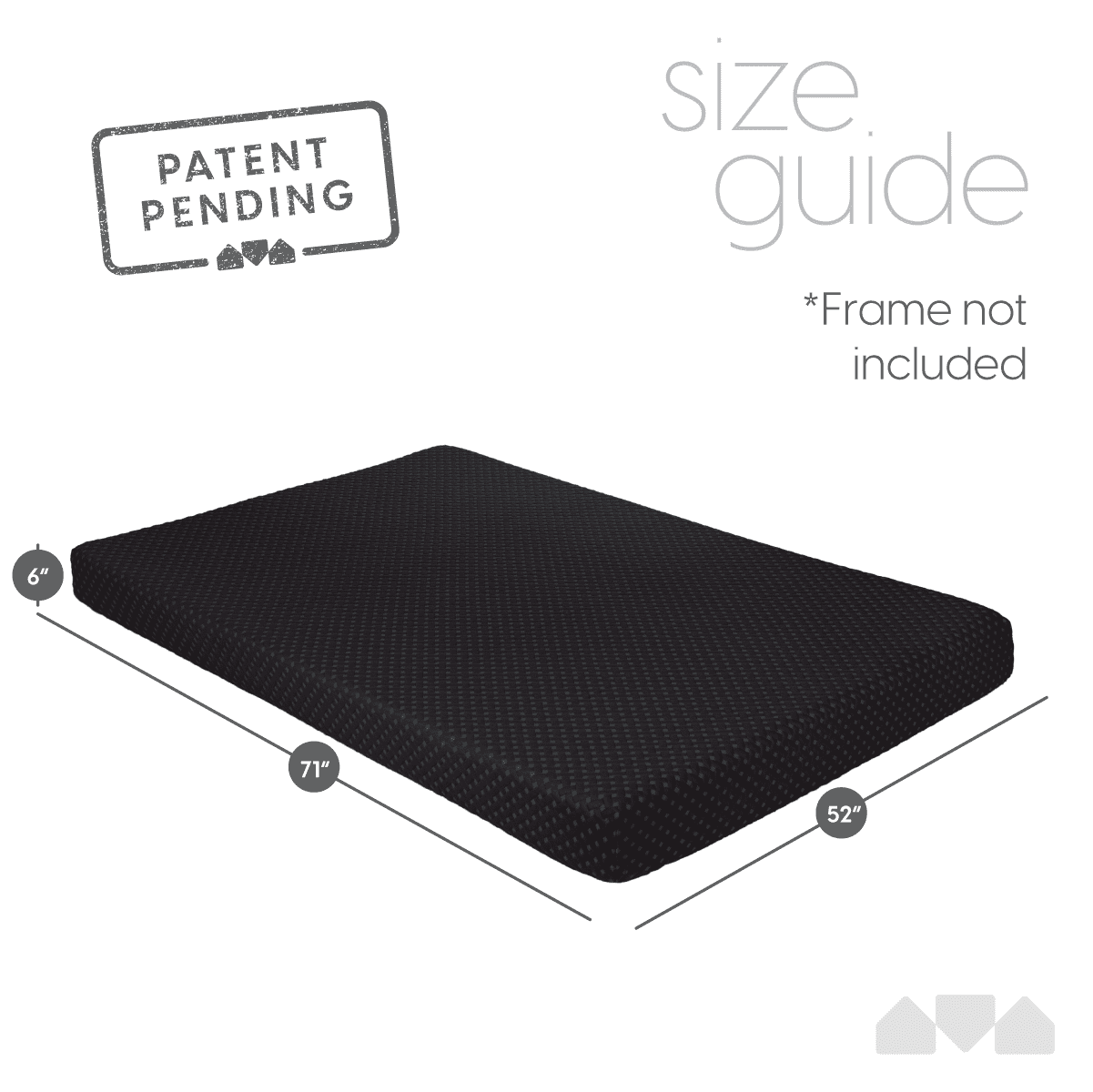 Memory Foam Futon Mattress Full Size (Frame Not Included. Black)