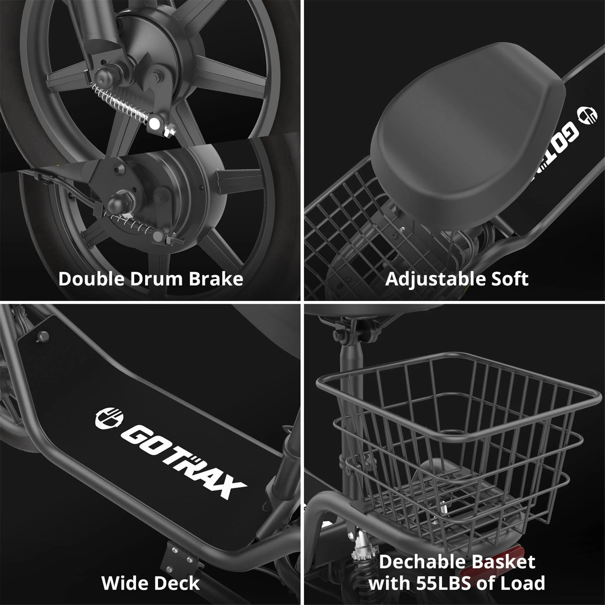 Gotrax Electric Scooter with Seat 18.6 Miles Range 15.5 MPH Power by 4 - MadeInUSA