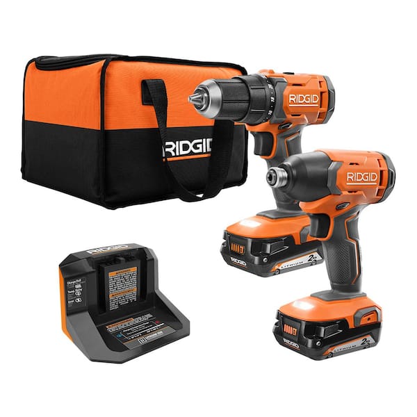 18V Cordless 2-Tool Combo Kit with 1/2 in. Drill/Driver. 1/4 in. Impact Driver. (2) 2.0 Ah Batteries. Charger. and Bag
