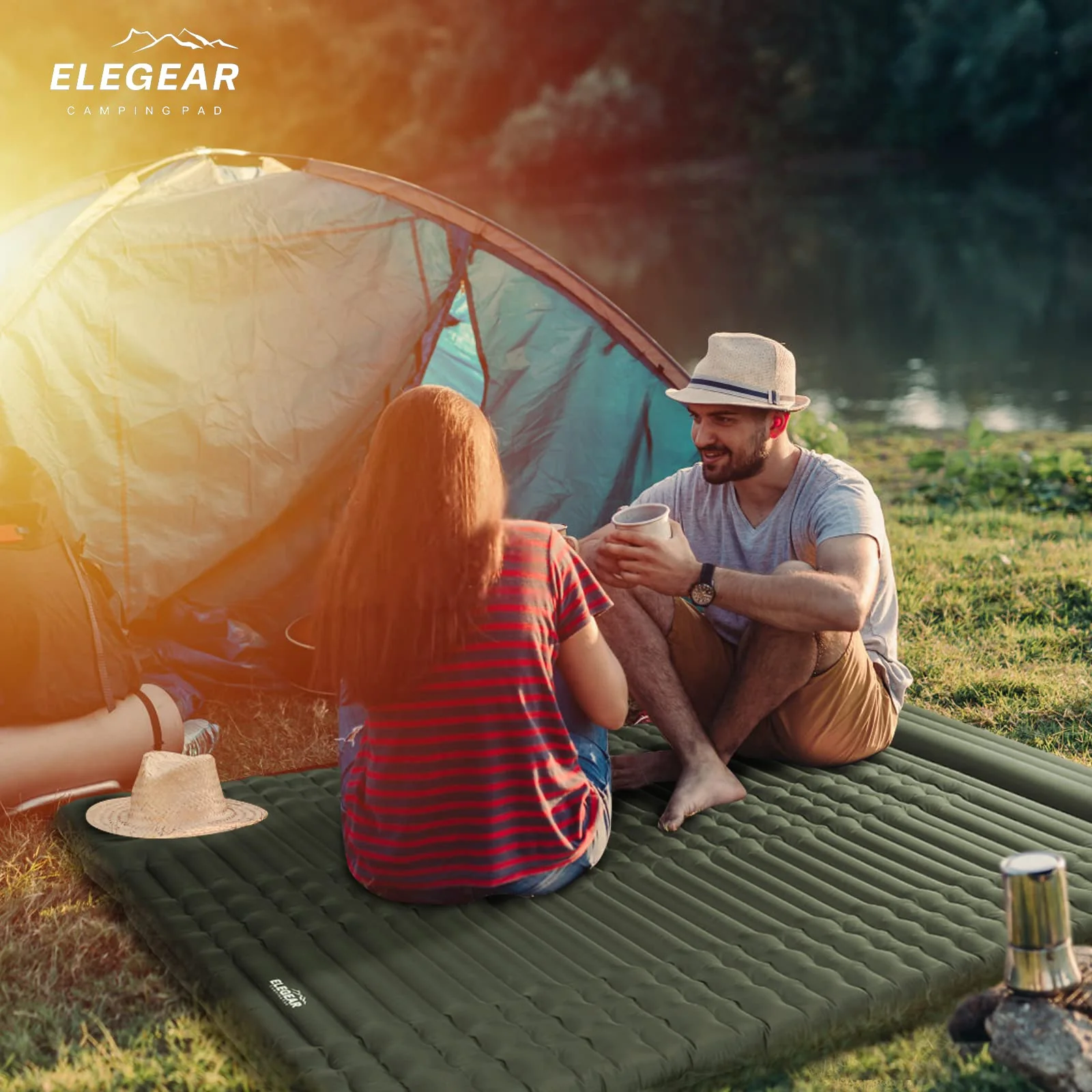 Elegear Double Sleeping Pad for Camping. 4 Ultra-Thick Self Inflating Camping Pad