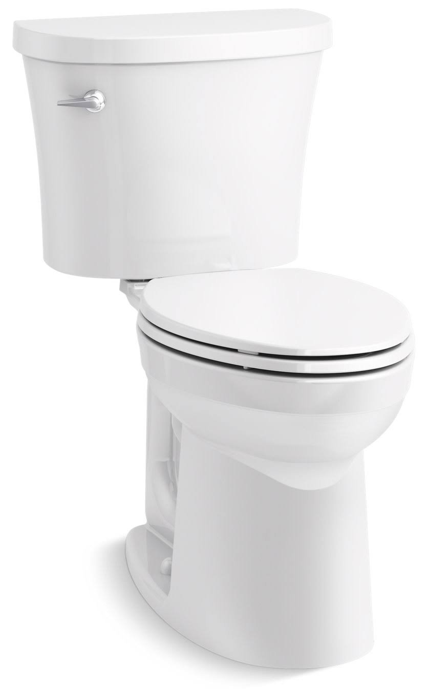 Kohler K-26077 Kingston Comfort Height The Complete Solution Two-Piece Elongated 1.28 GPF Chair-Height Toilet - White