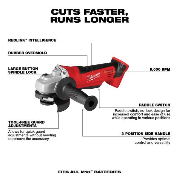 M18 18V Lithium-Ion Brushless Cordless Compact Drill/Impact Combo Kit (2-Tool) with Cut-Off/Grinder