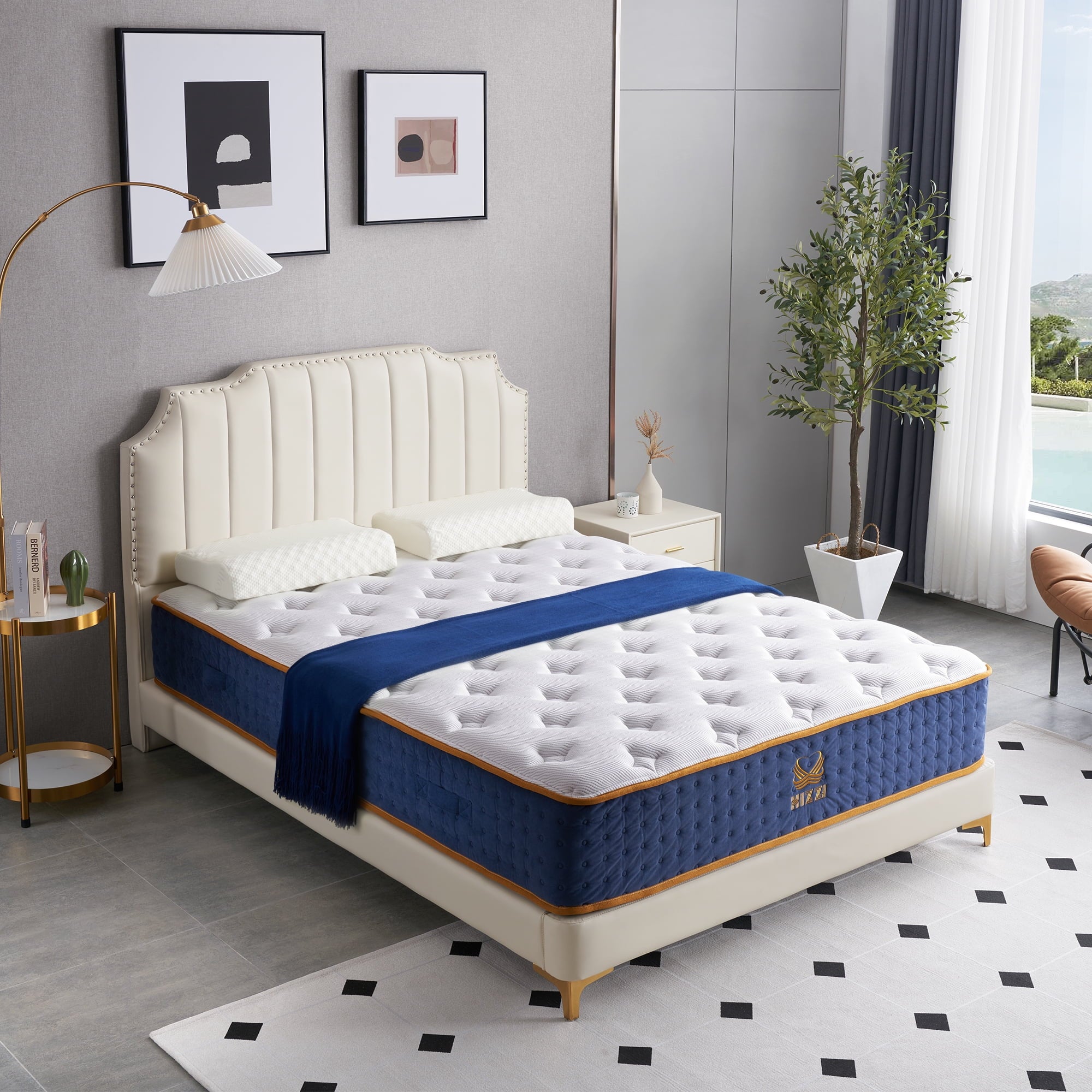 Queen 12 Inch Hybrid Mattress in a Box Medium-Firm Mattress with Cooling Gel Memory Foam for Pressure Relief