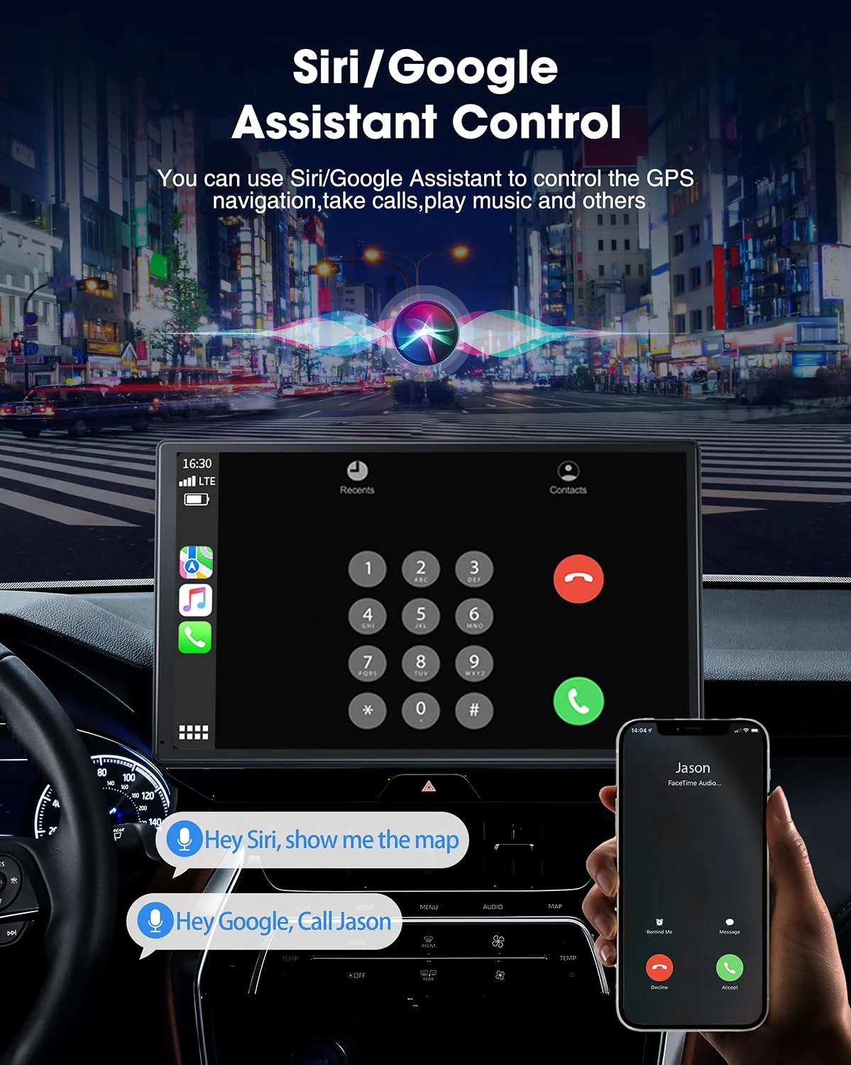 LAMTTO 9-Inch Wireless Car Stereo with Carplay. 1080P Camera