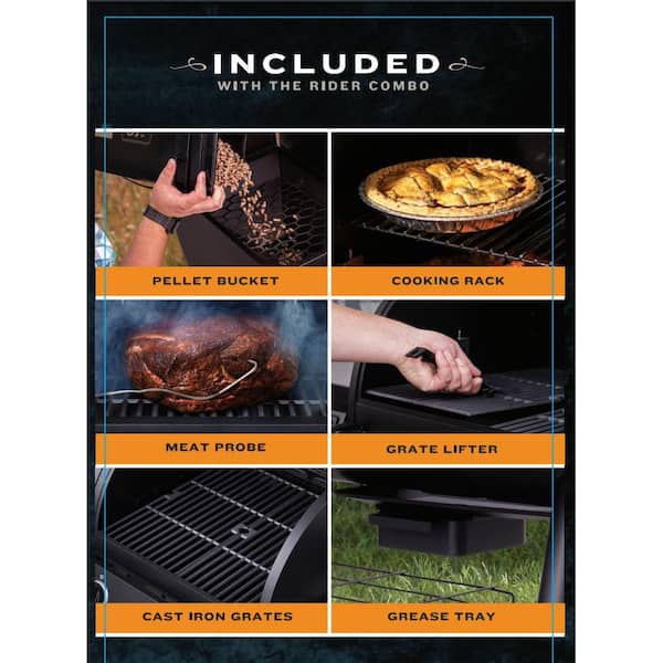 Rider Combo Gas and Pellet Grill in Black with 997 sq. in. Cooking Space