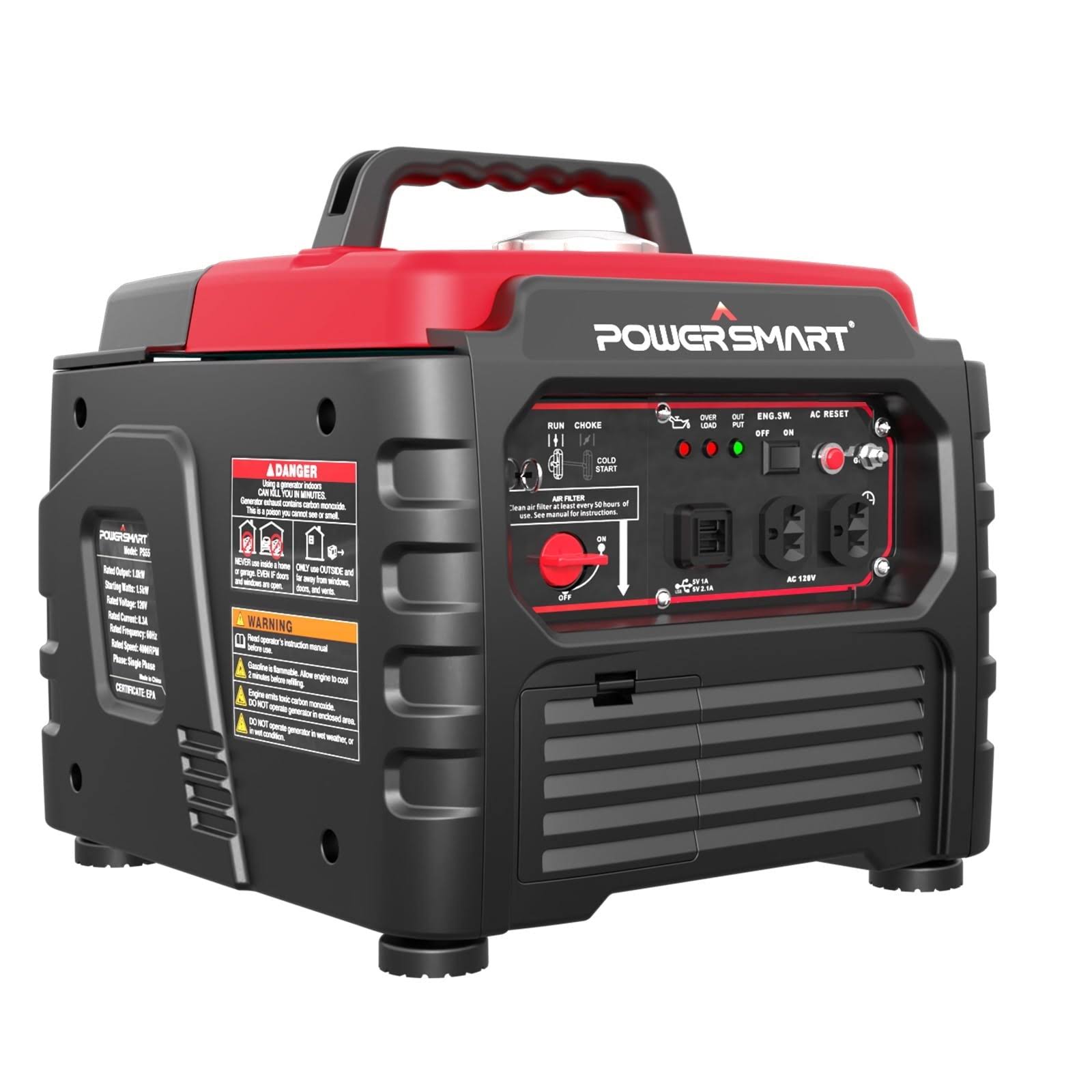 Powersmart 1500 Watt Portable GAS Power Generator for Outdoor Camping and Home Use, Inverter Generator , PS55, Size: One size, Black
