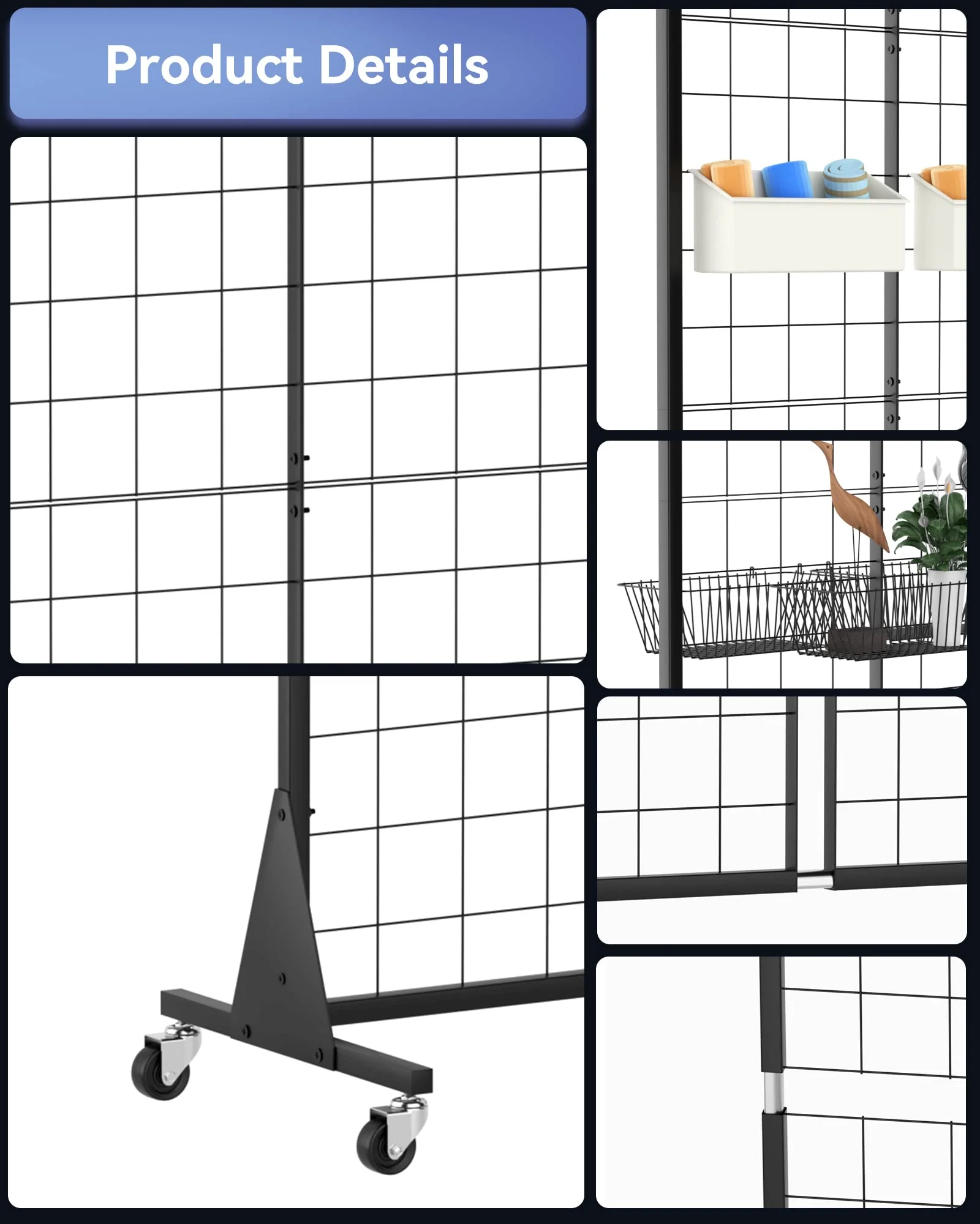 Blasinc 3-Pack 2'x5.5' Ft Gridwall Panel Display Stand