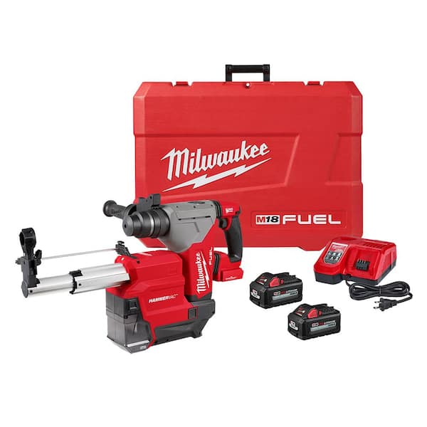 M18 FUEL 18V Lithium-Ion Brushless 1-1/8 in. Cordless SDS-Plus Rotary Hammer/Dust Extractor Kit. Two 6.0Ah Batteries