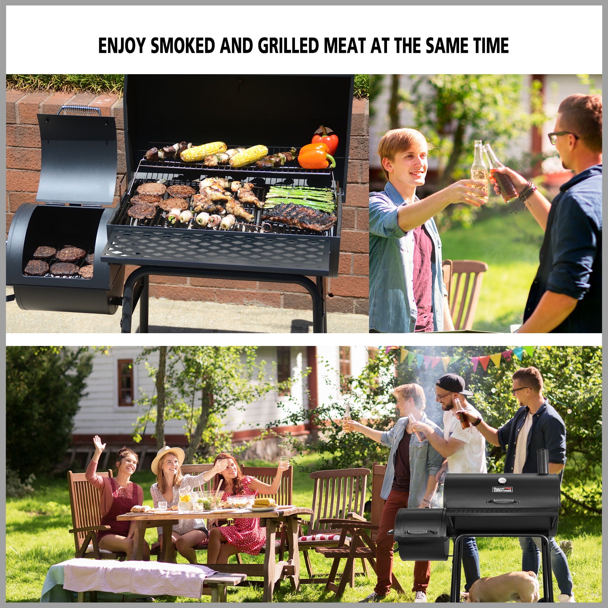 Gourmet 30 CC1830F Charcoal Grill with Offset Smoker