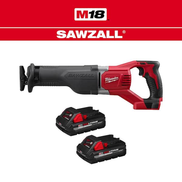 M18 18V Lithium-Ion Cordless SAWZALL Reciprocating Saw with Two 3.0Ah Batteries