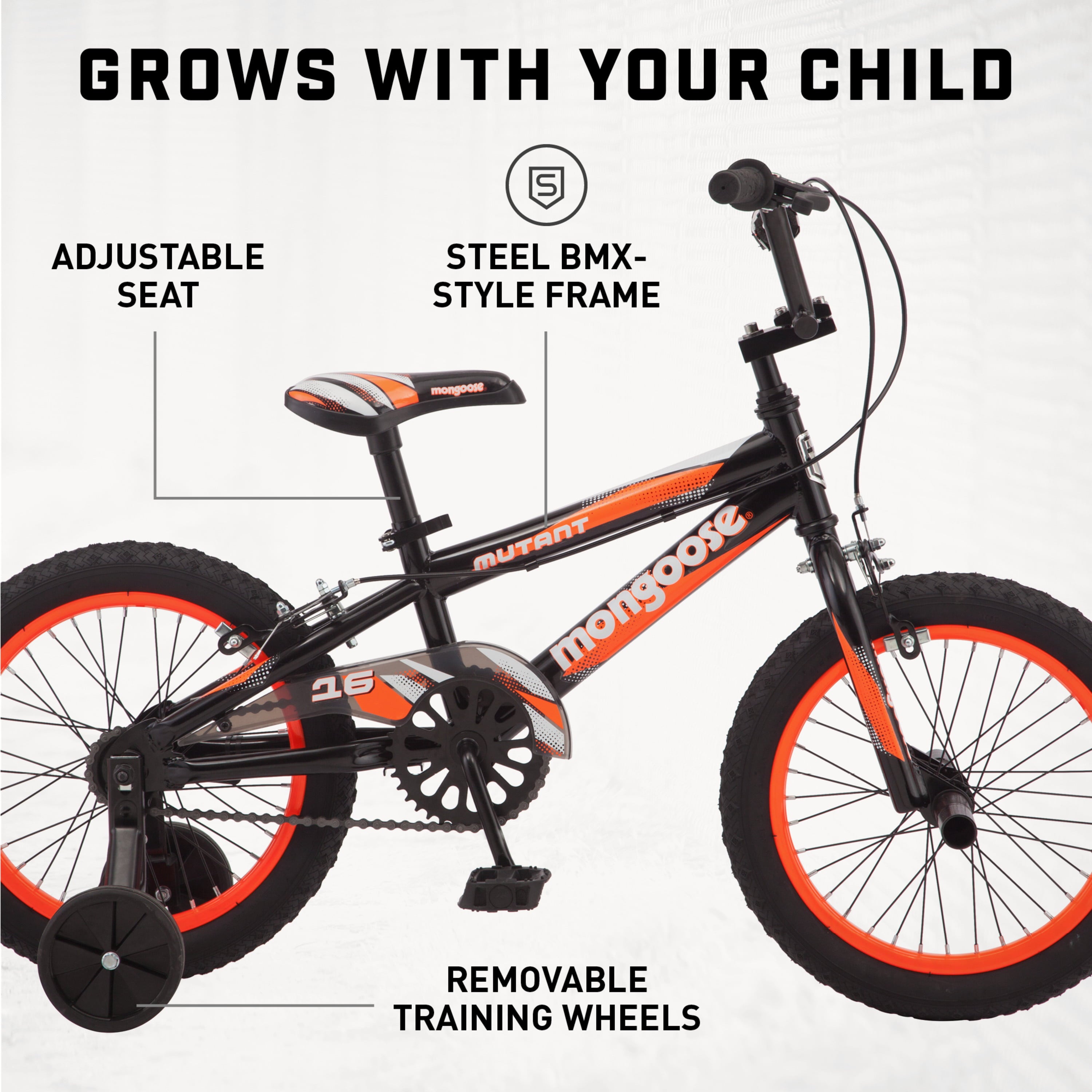 16 Mutant Kid's BMX Bike. Ages 3-5. Black & Orange