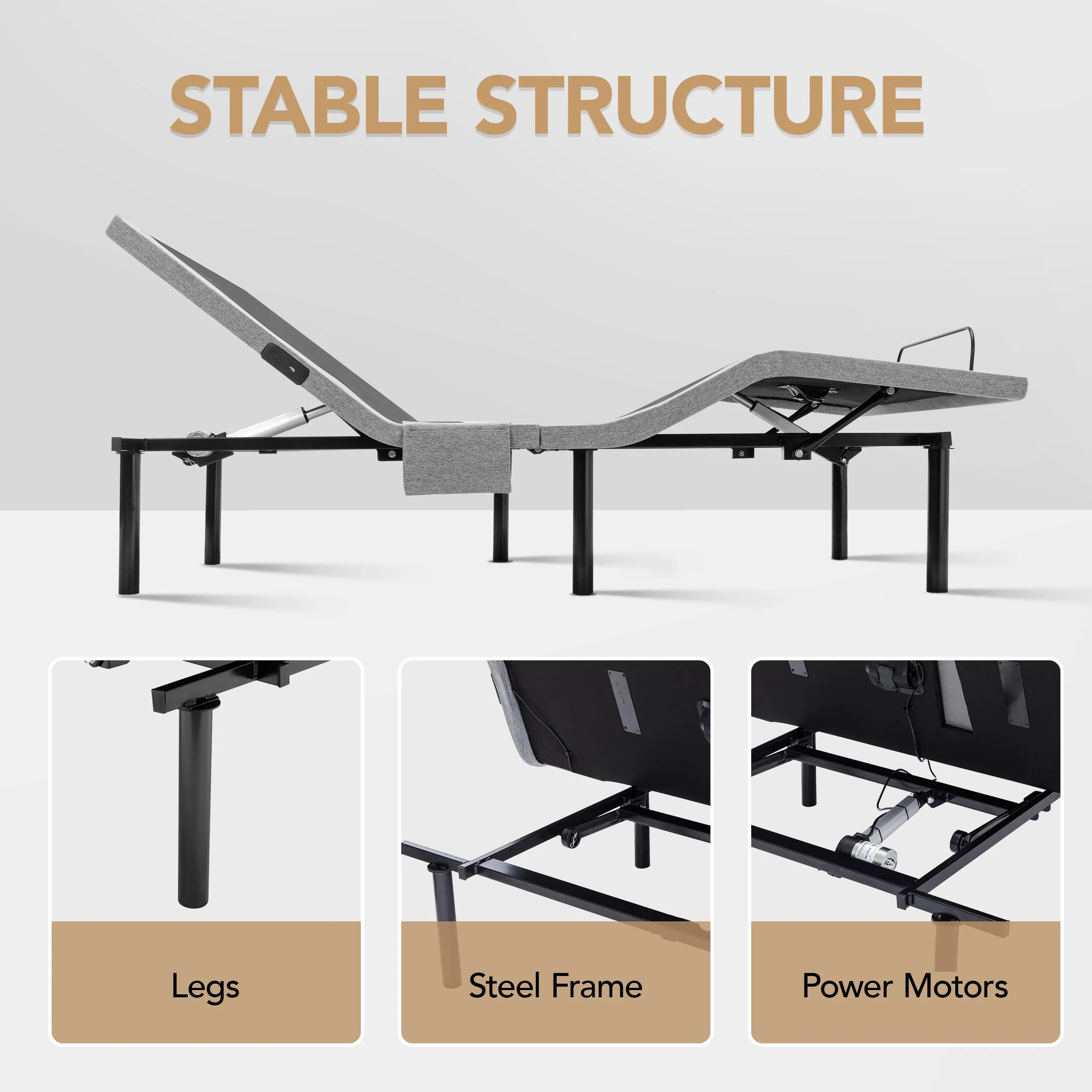 ASONLY Adjustable Bed Frame Queen with Massage