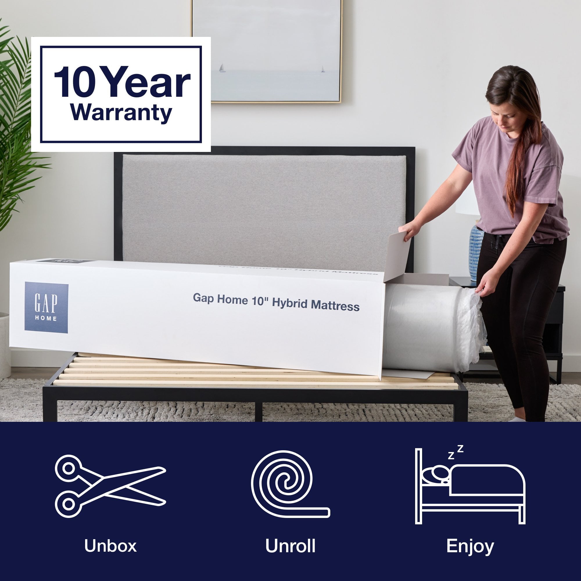 Home 10�� Hybrid of Gel Memory Foam and Pocket Coils Mattress. Queen