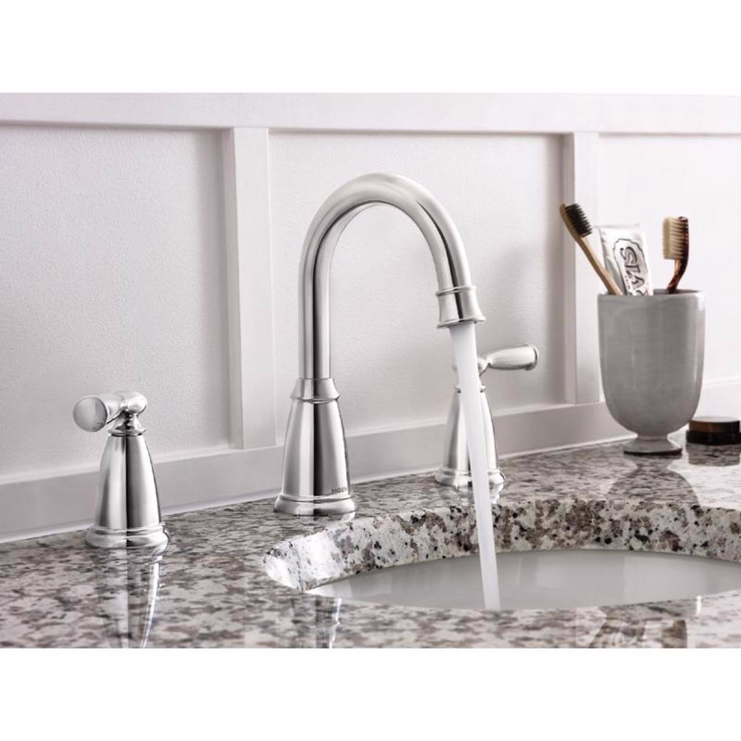 Moen 84947 Banbury 8 in Widespread Double Handle High Arc Bathroom Faucet in Chrome