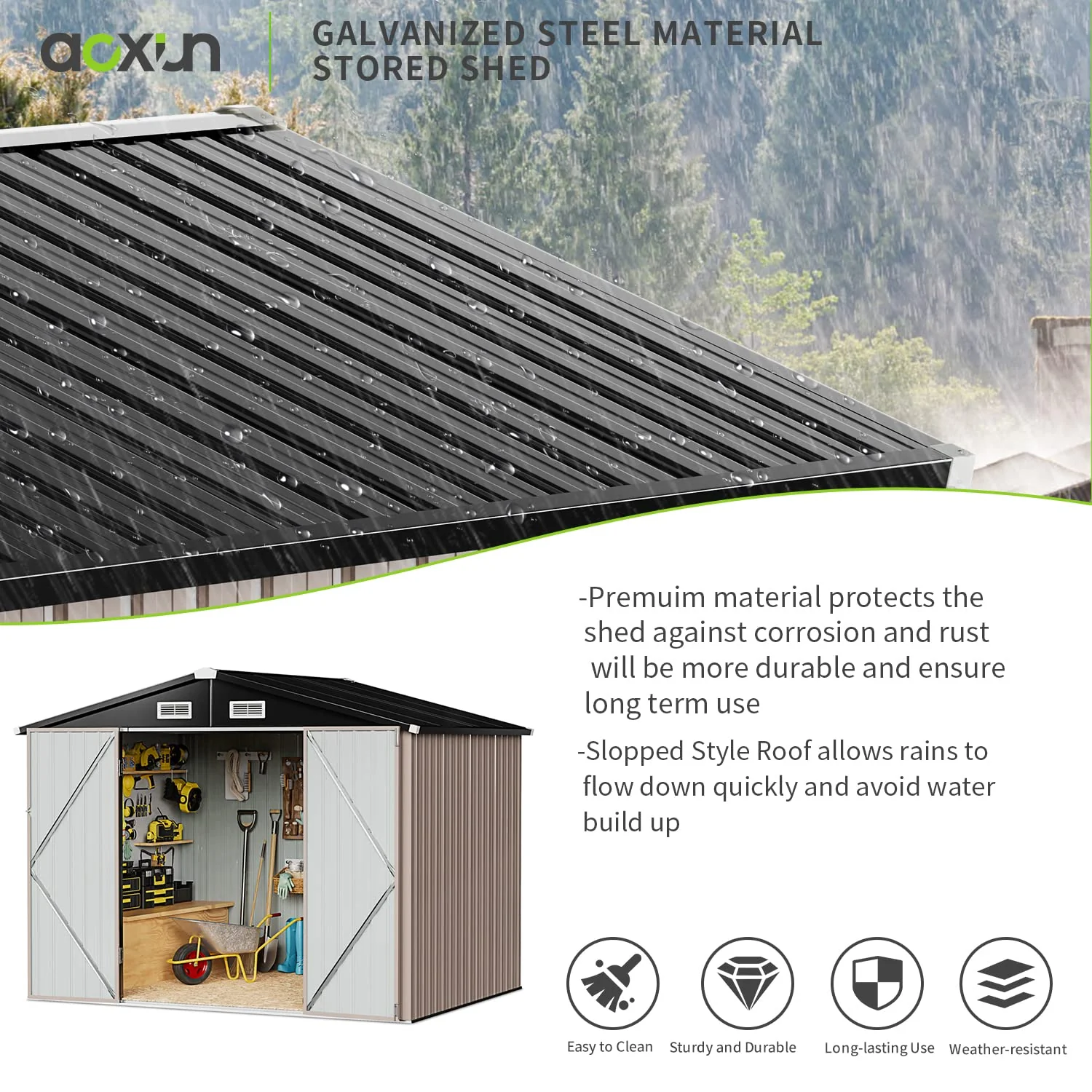 Aoxun 6.4x4 FT Outdoor Storage Shed for Tool. Garden