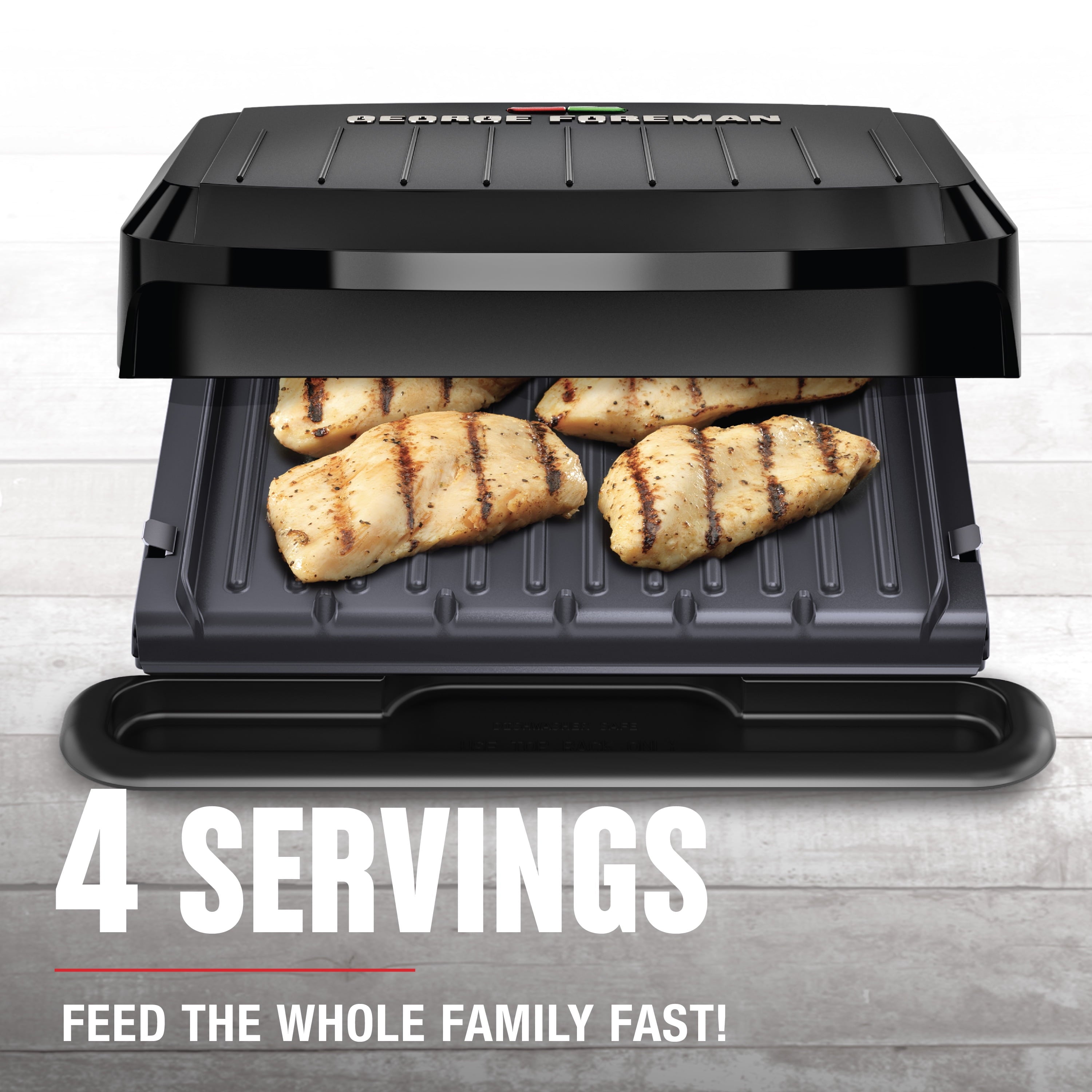 Foreman 4-Serving Removable Plate Grill and Panini. Black. GRP1065B