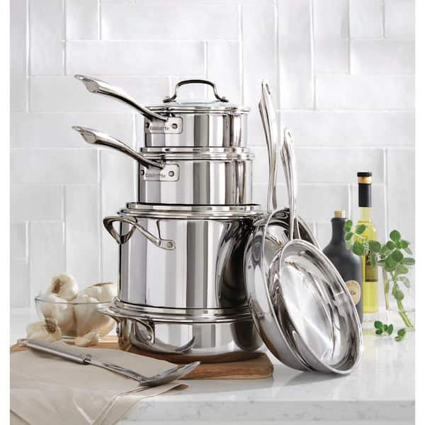 Tri-Ply 10-Piece Stainless Steel Cookware Set with Glass Lids
