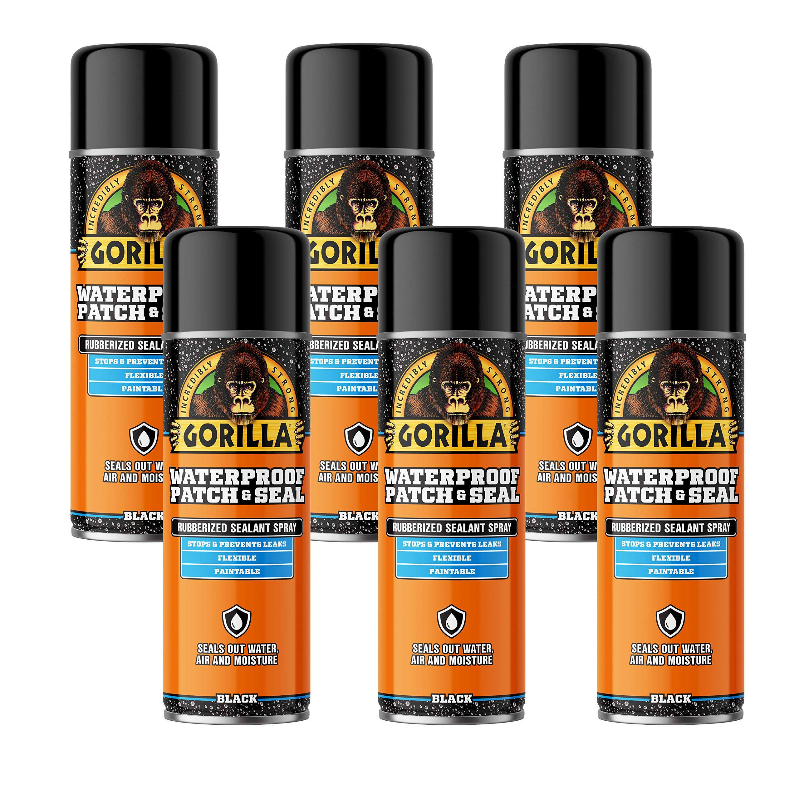 Gorilla Waterproof Patch & Seal Spray, Black, 16 Ounces, 6 Pack