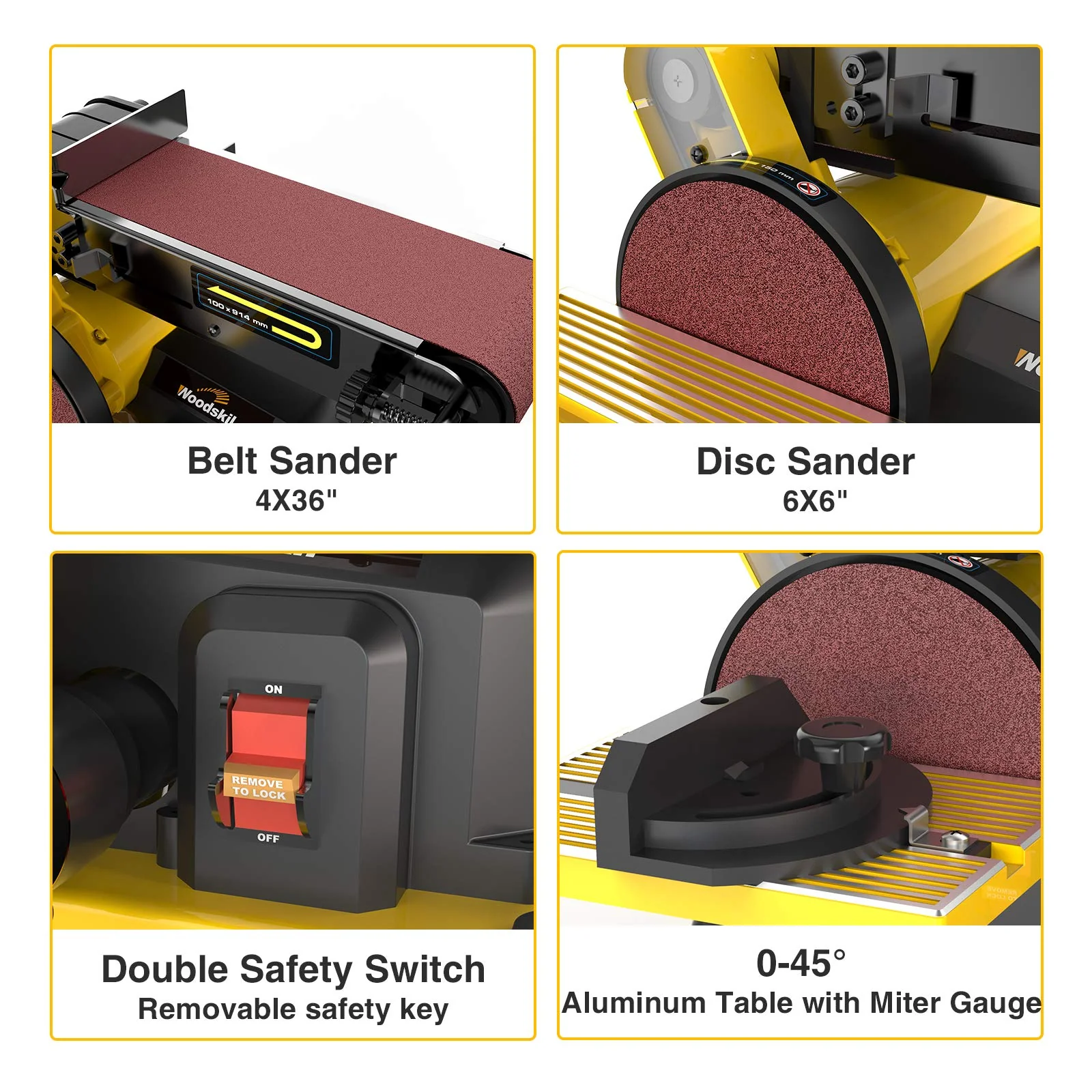 Woodskil 4.3A Belt Sander. 4 x 36 in. Belt & 6 in. Disc Sander