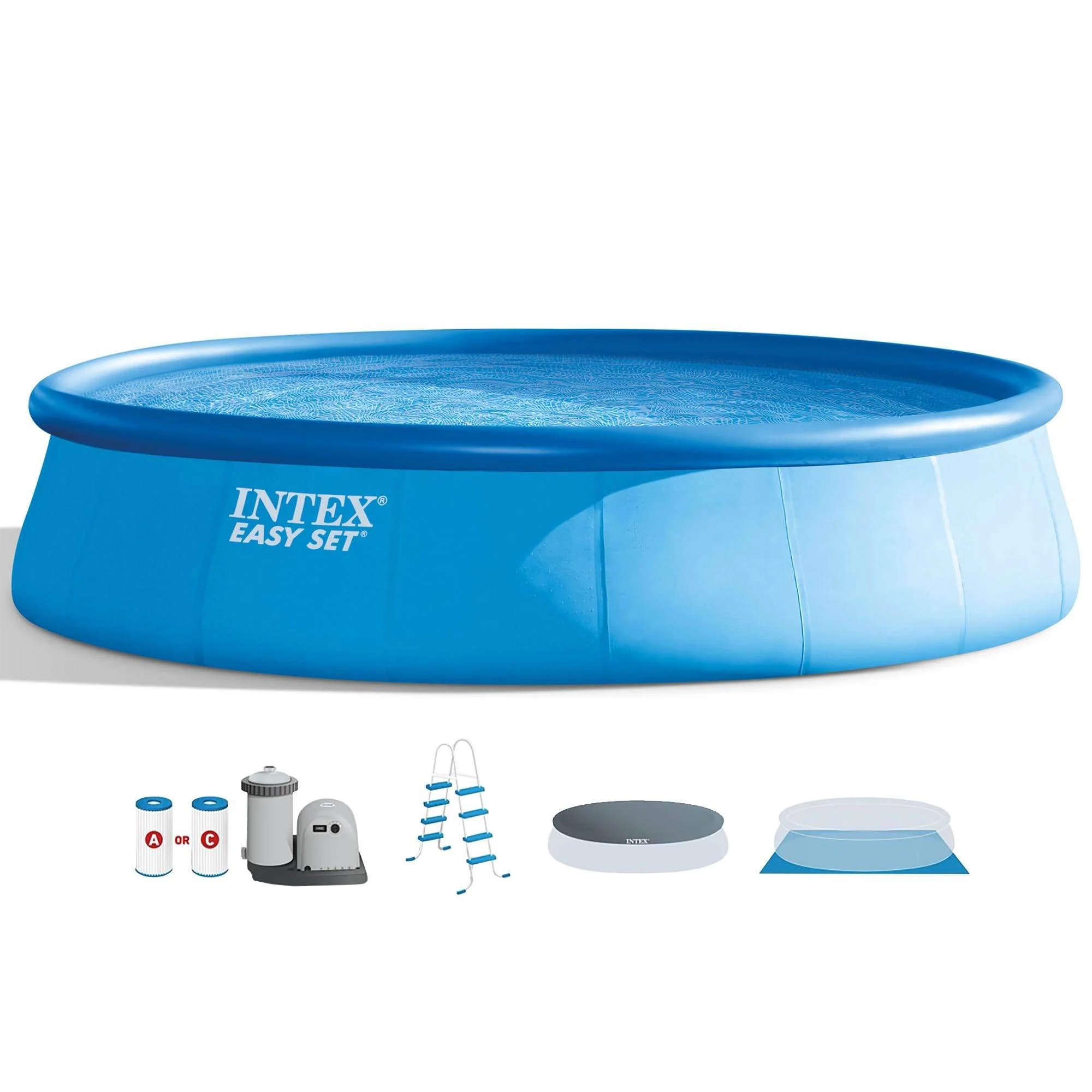 Intex 18 Feet x 48 Inch Inflatable Above Ground Swimming Pool Set