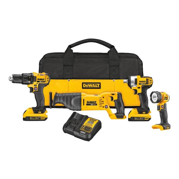 20V MAX Lithium-Ion Cordless 4 Tool Combo Kit with (2) 2.0Ah Batteries. Charger. and Tool Bag