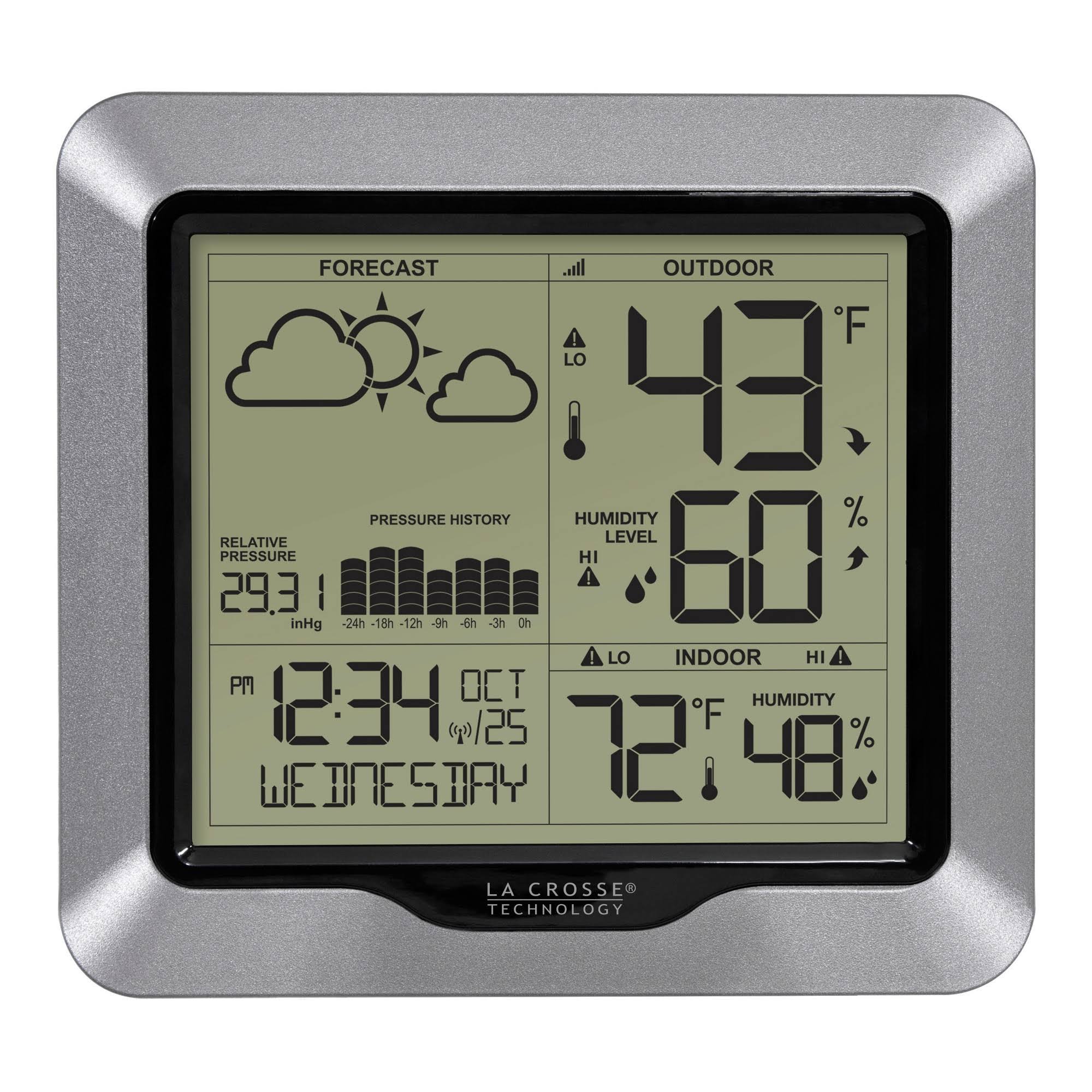 Lacrosse Technology Weather Station with Forecast and Atomic Time - Silver