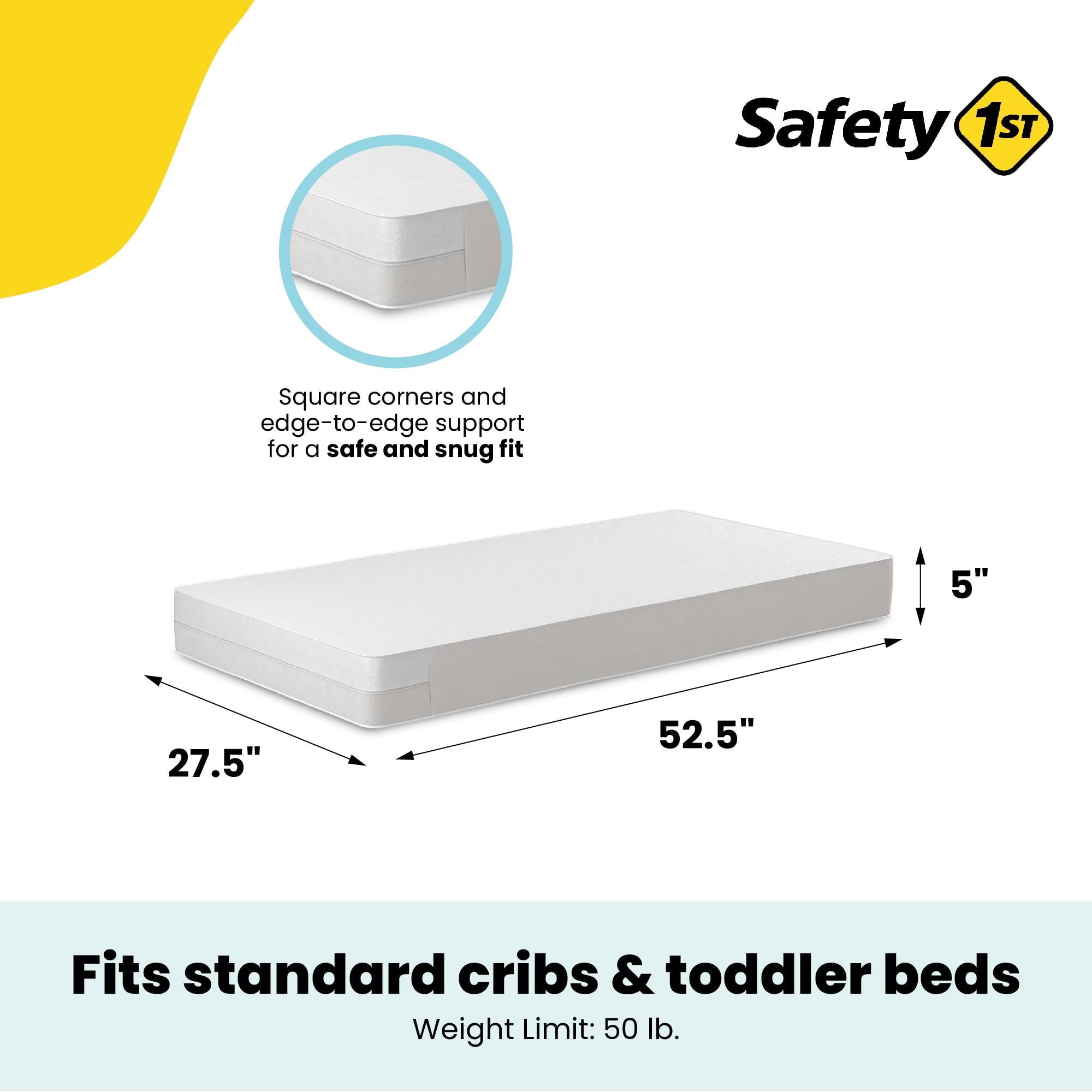 1st Sweet Dreams 5 Crib & Toddler Mattress with Waterproof Cover| Greenguard Gold Certified