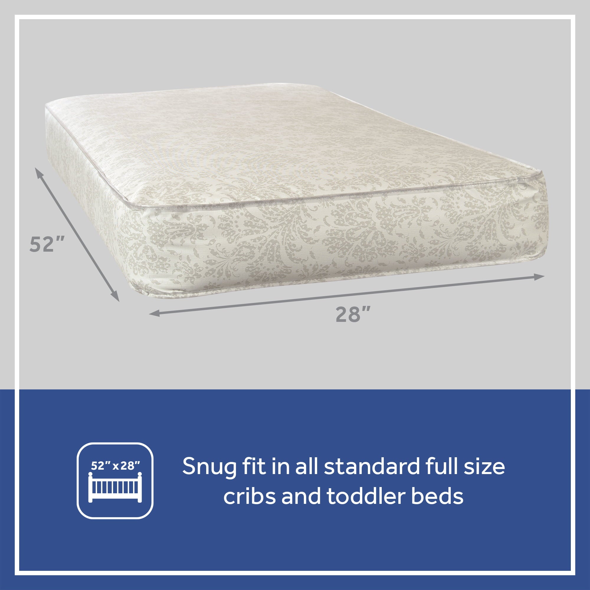 Ortho Rest Premium 2-Stage150 Coil Crib and Toddler Mattress. Gray