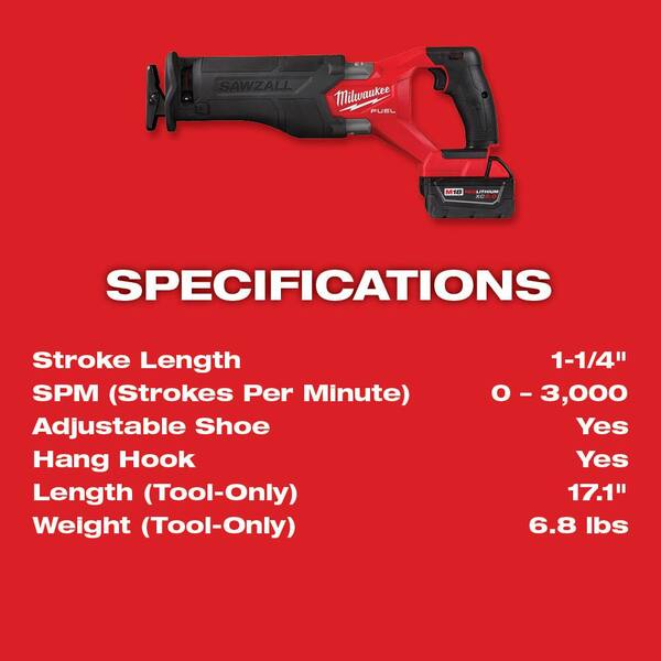 M18 FUEL 18V Lithium-Ion Brushless Cordless SAWZALL Reciprocating Saw Kit W/M18 FUEL 1/2 in. Hammer Drill