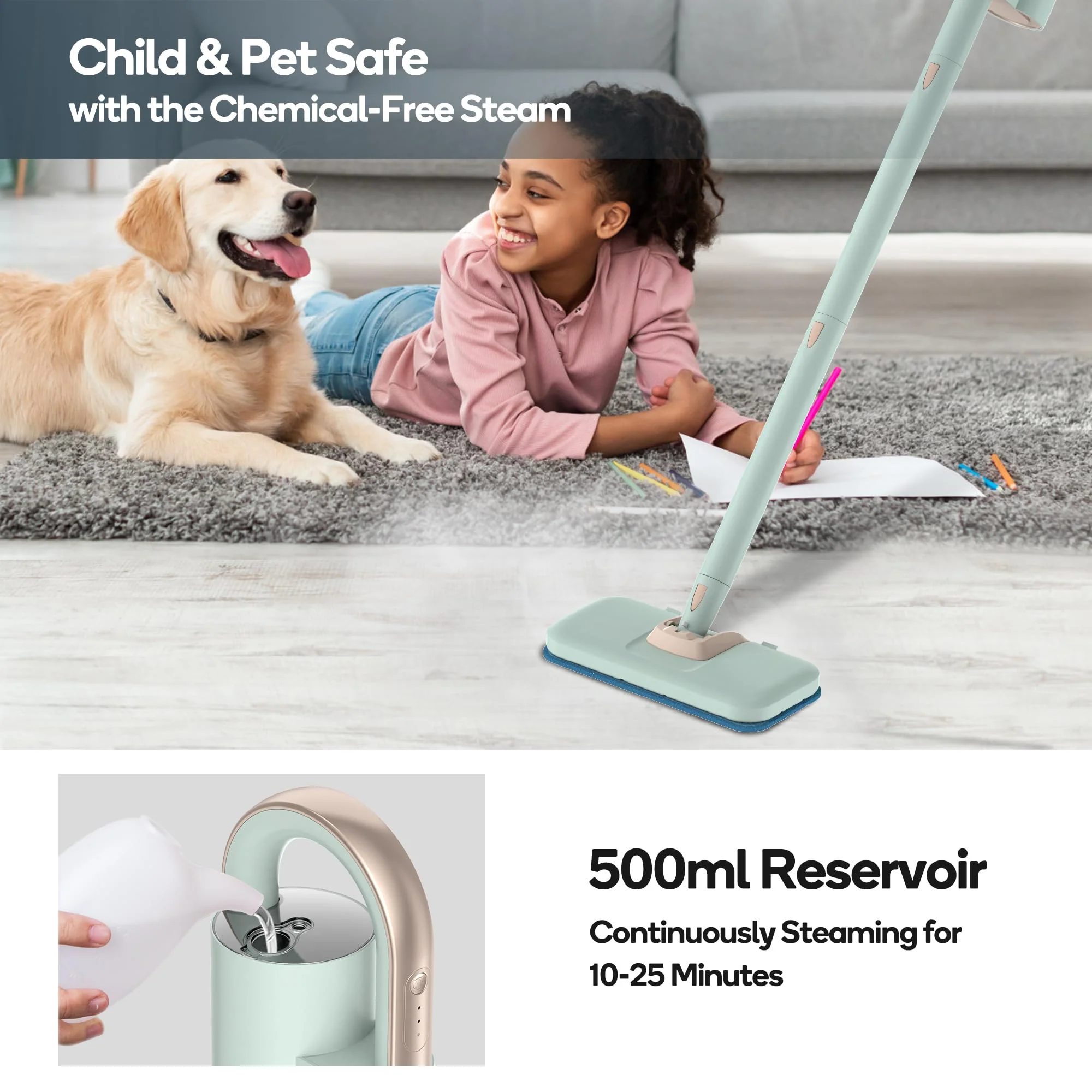 Newbealer Steam Mop & Detachable Handheld Cleaner