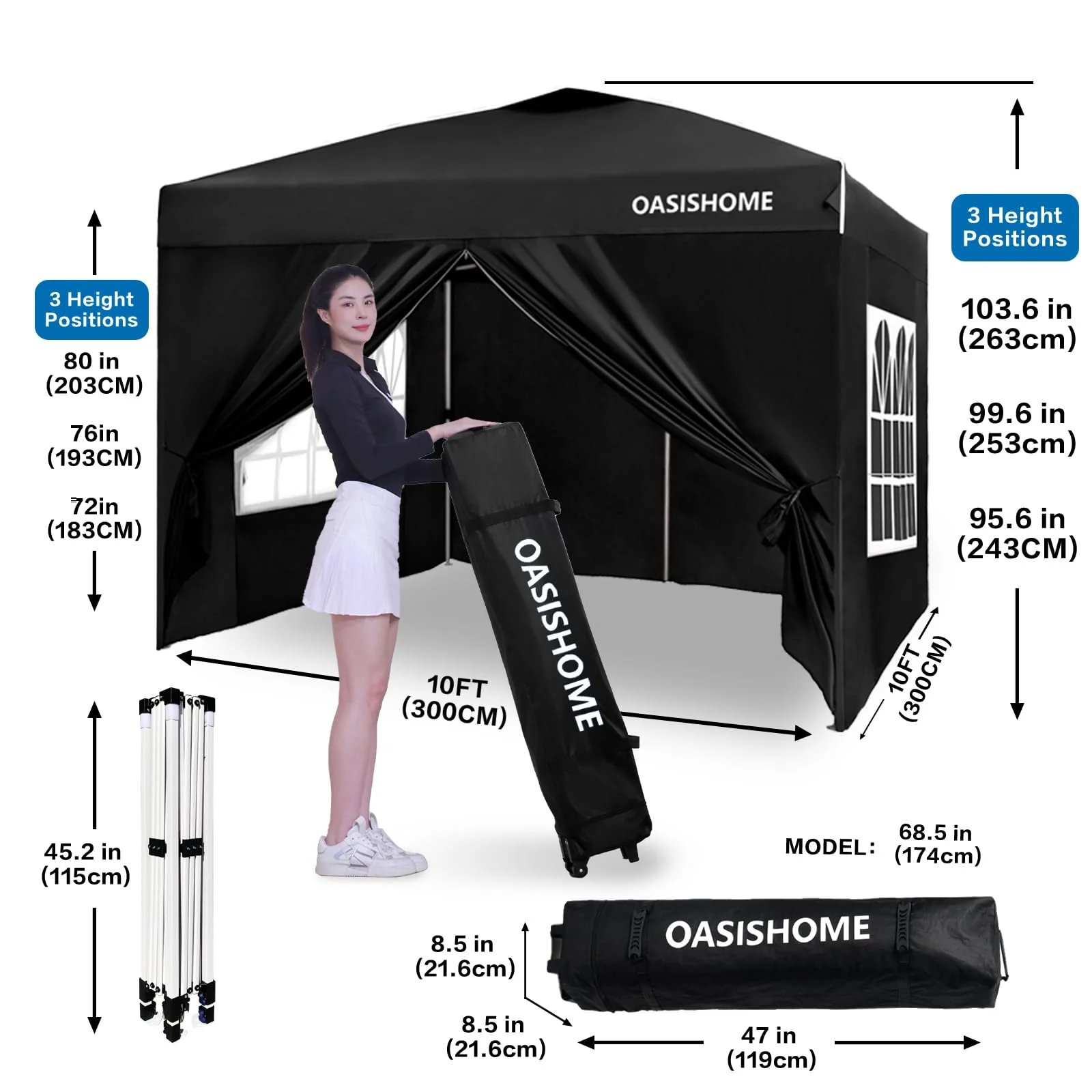 OASISHOME Pop-up Gazebo Instant Portable Canopy Tent 10'x10'