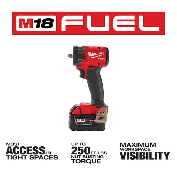 M18 FUEL 18- V Lithium-Ion Brushless Cordless 1/2 in. & 3/8 in. Impact Wrench w/Friction Ring Kit w/ 5.0 Ah Battery