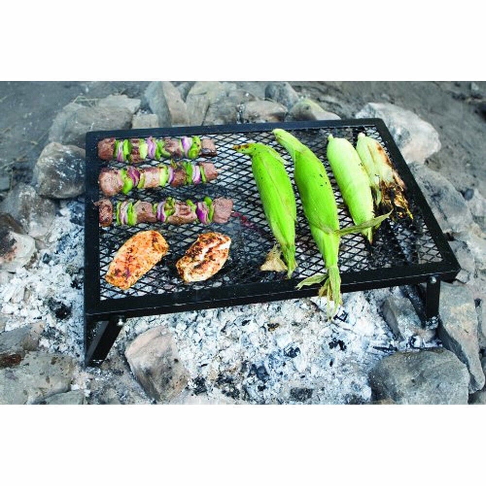 Campfire Grill Over-Fire Pit Cooking BBQ Rack Cooking Stove Black Foldable