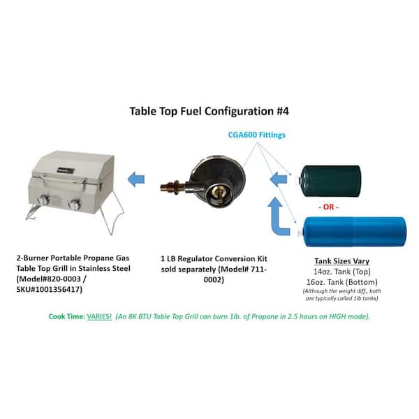 2-Burner Portable Propane Gas Table Top Grill in Stainless Steel