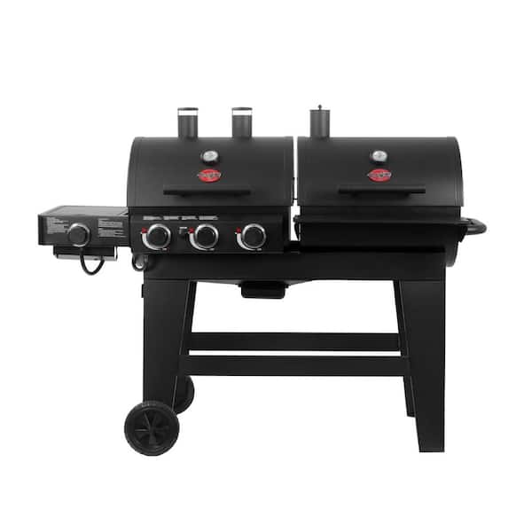 Double Play 1.260 sq.. in. 3-Burner Gas and Charcoal Grill in Black
