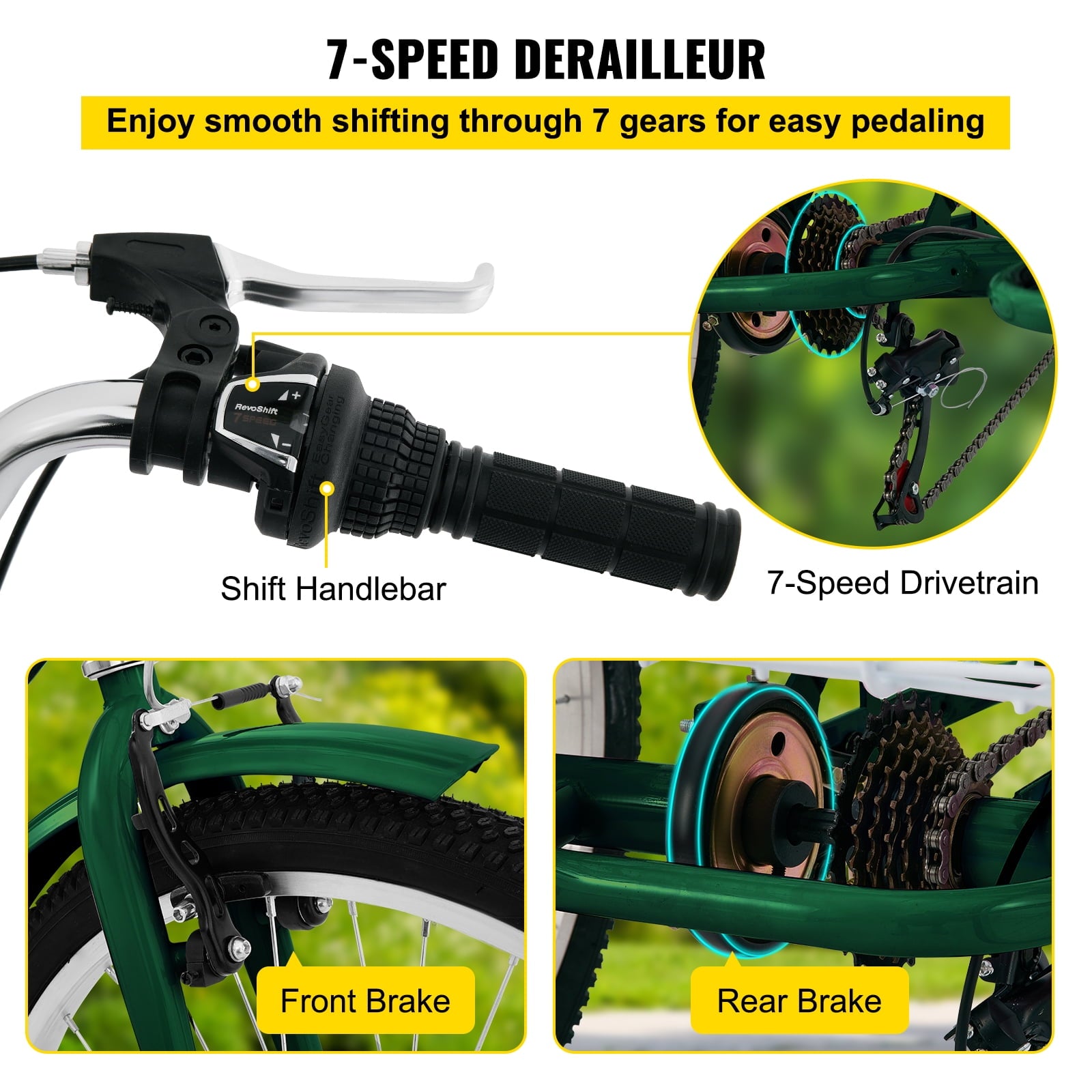 Tricycle Adult 24'' Wheels Adult Tricycle 7-Speed 3 Wheel Bikes For Adults