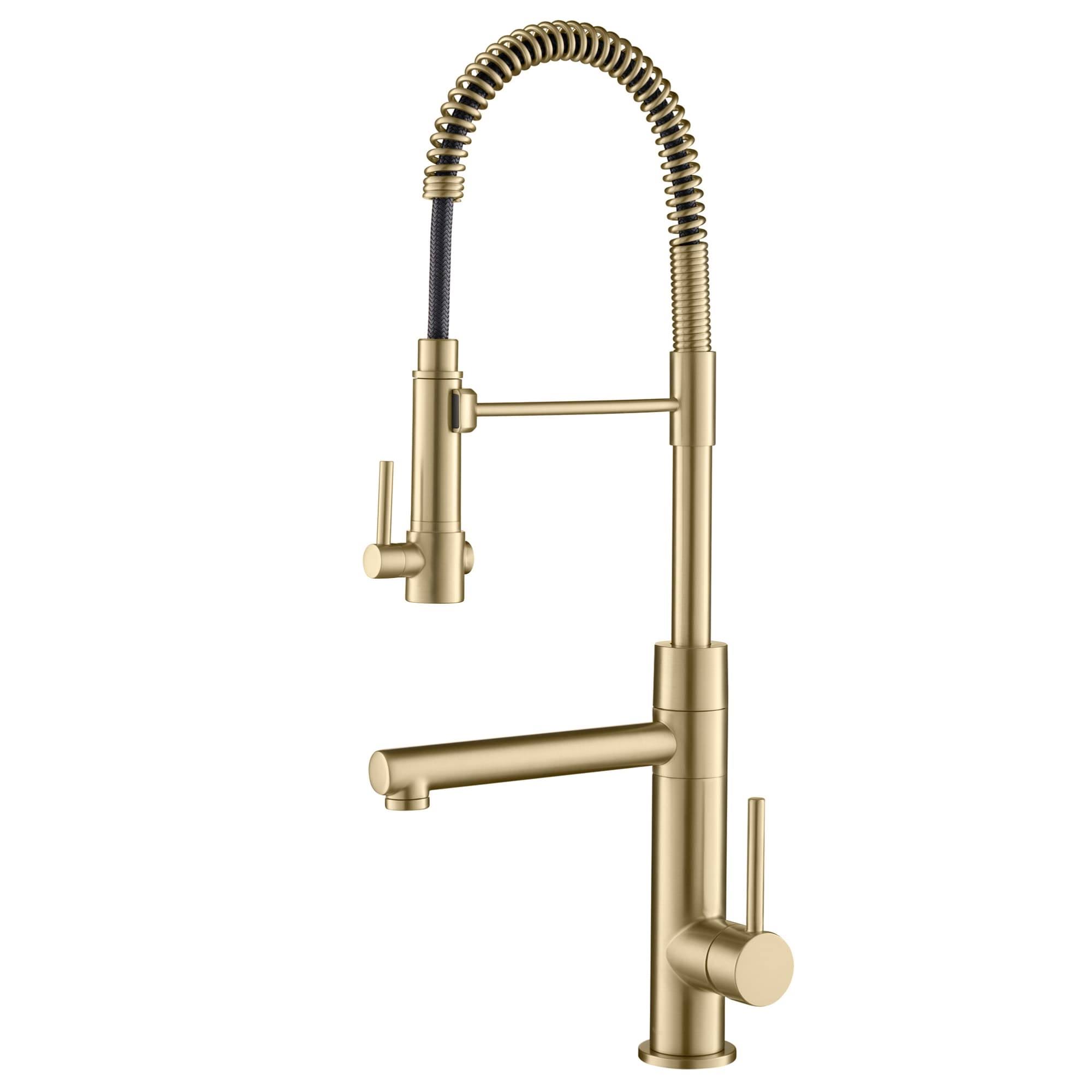 Kraus KPF-1603BG, Artec Pro 2-Function Commercial Style Kitchen Faucet with Pull-Down Spring Spout, Brushed Gold