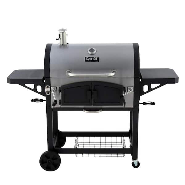 Heavy-Duty Extra-Large Dual Chamber Charcoal Grill in Black and Stainless Steel-Instock