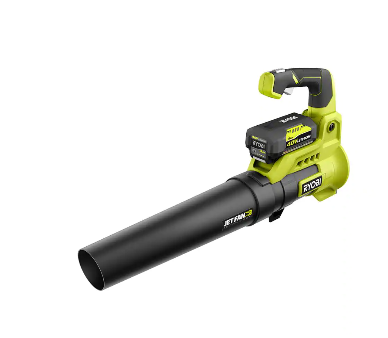 RYOBI RY40451BL 40V Cordless 110 MPH 525 CFM Cordless Leaf Blower and Cordless Leaf VacuumMulcher w 2 Batteries and 2 Chargers - MadeInUSA