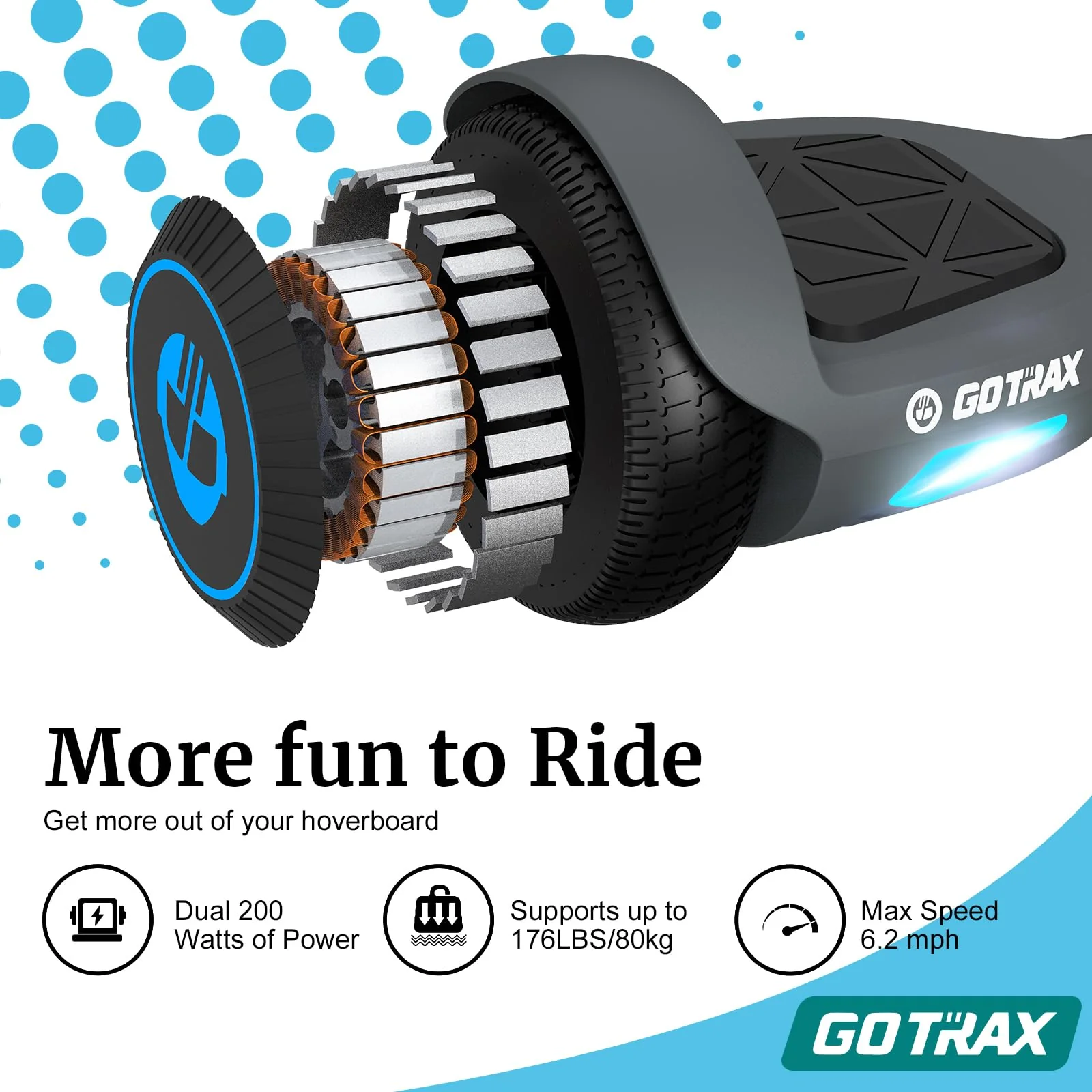 Gotrax Edge Hoverboard with 6.5 LED Wheels & Headlight