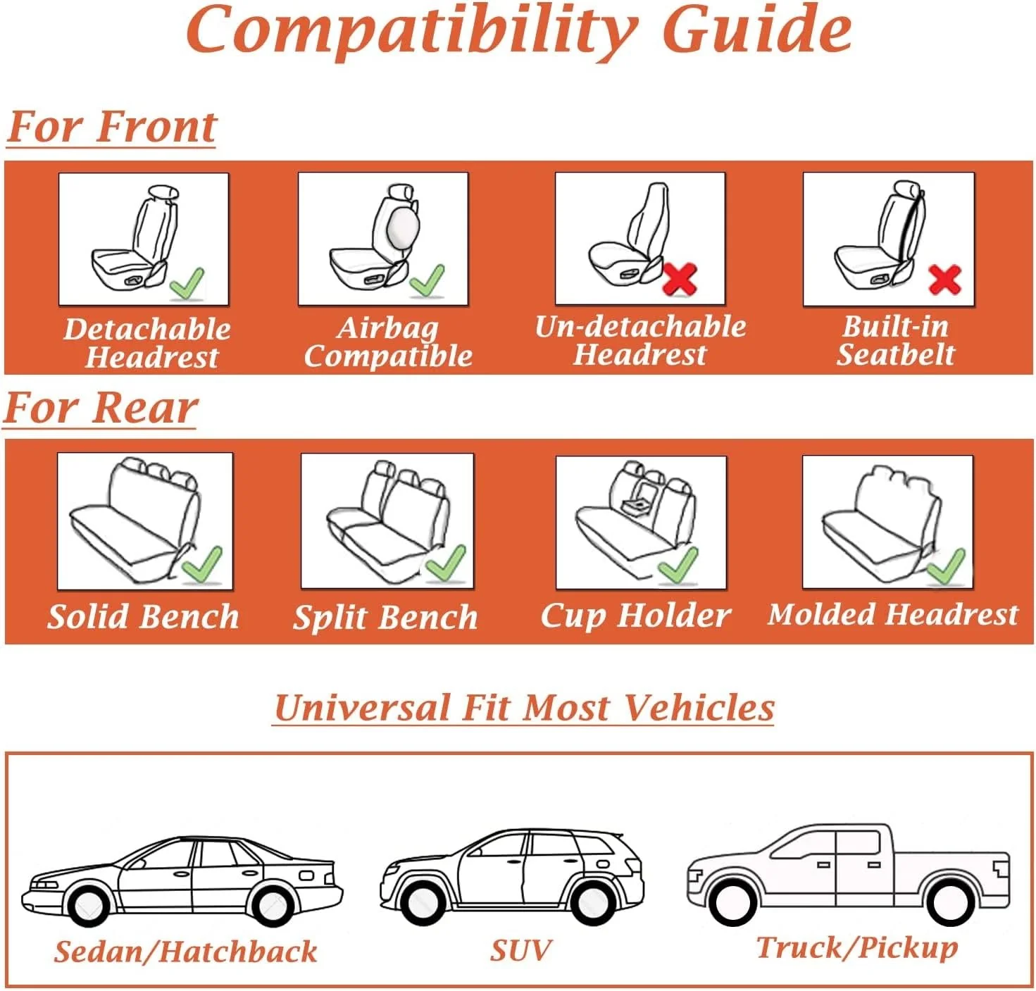 Coverado Waterproof Car Seat Covers Full Set