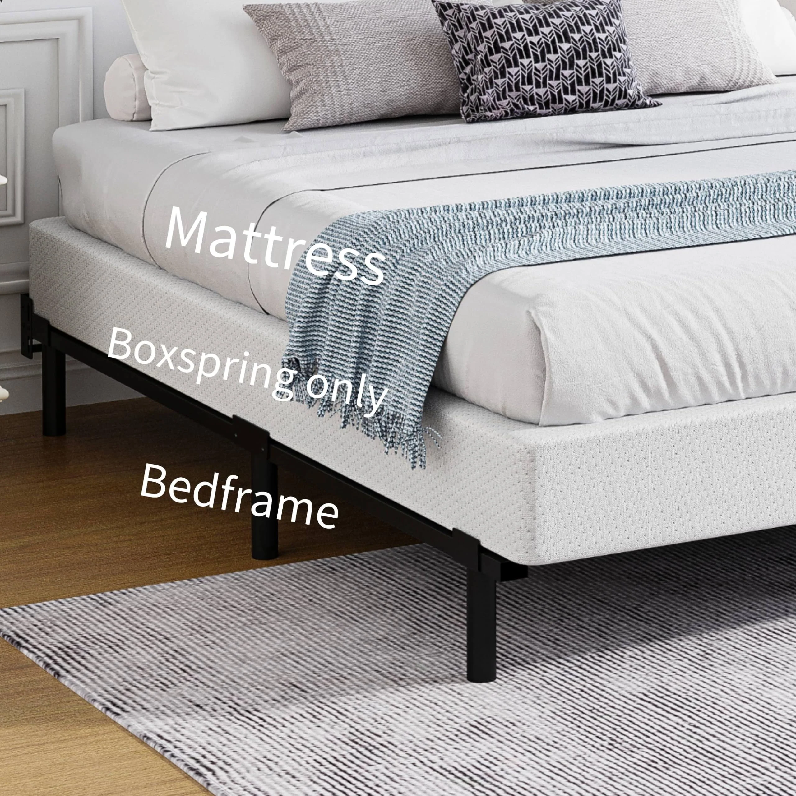 HUEIIS Queen Box Spring 9 Inch Metal Frame Mattress Foundation